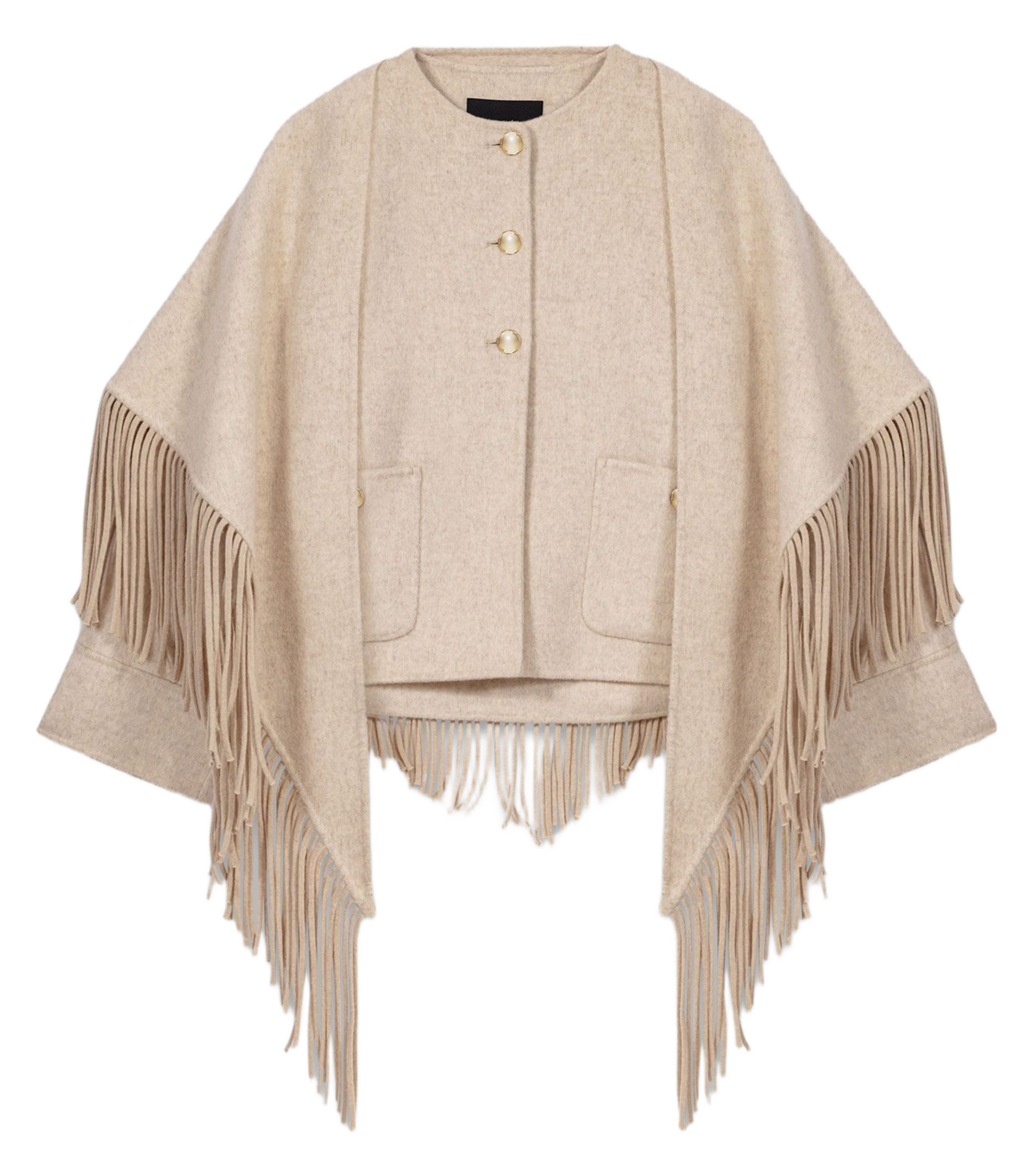 Veste oversize col rond en laine mélangée MAJE Beige