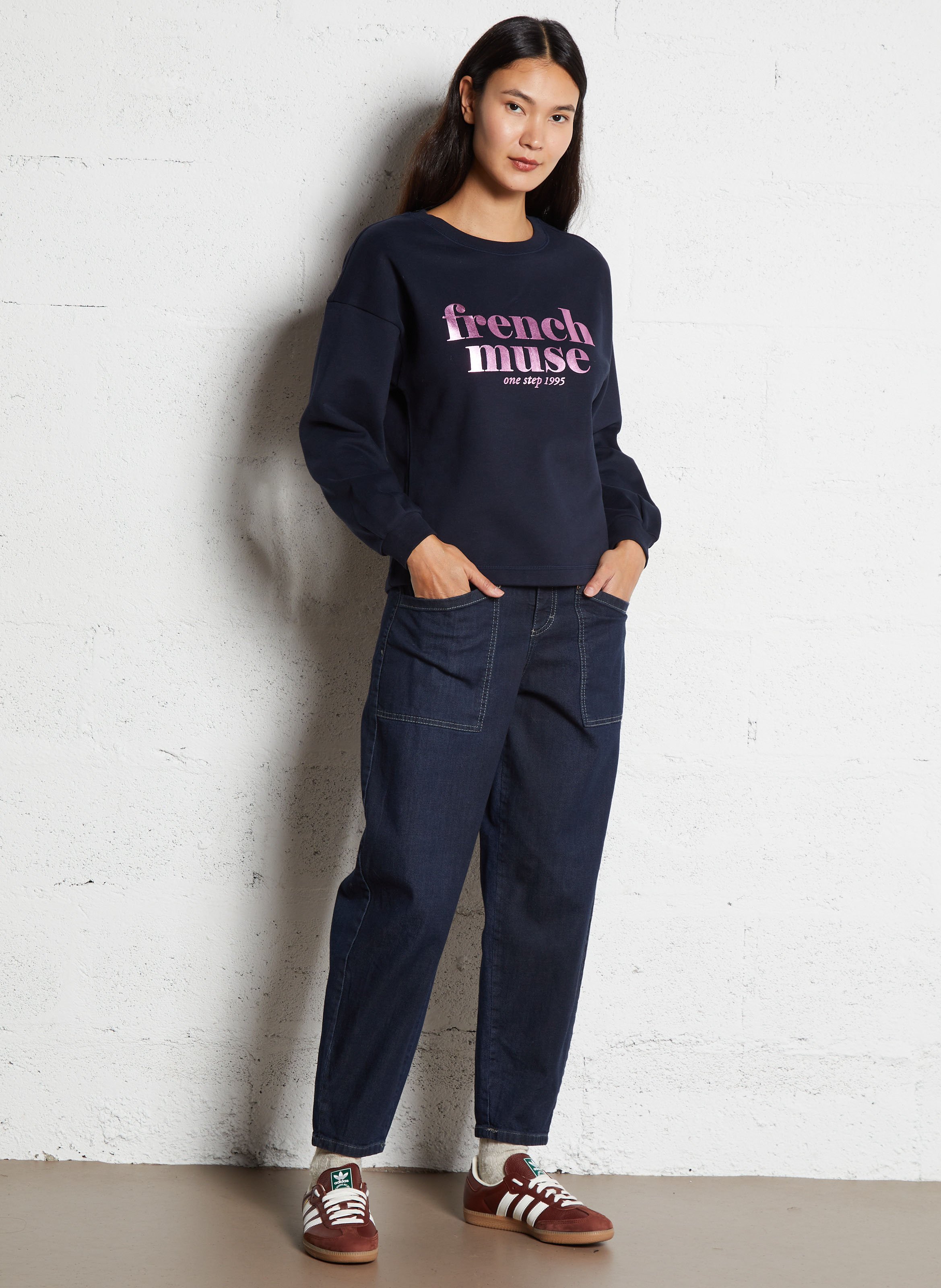 Sweat droit sérigraphié ONE STEP Bleu