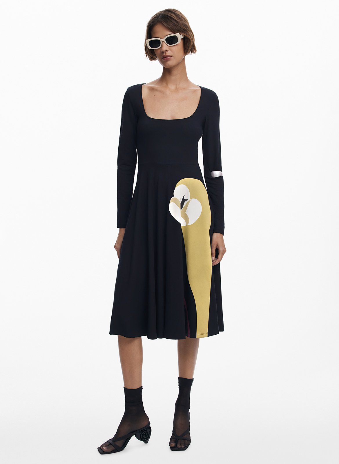 Robe courte évasée à motif DESIGUAL Noir