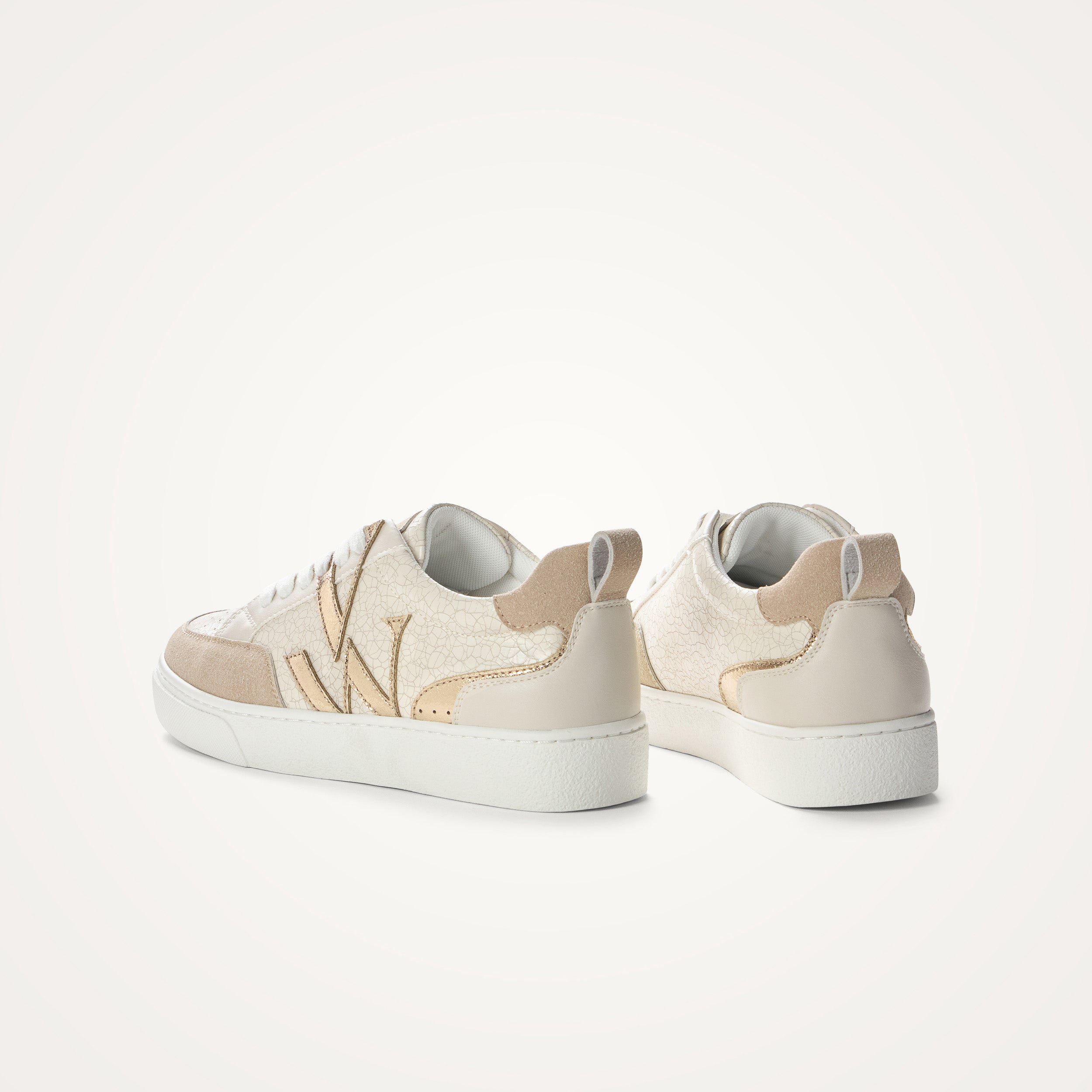 Contrasting leather-effect low-top sneakers VANESSA WU Beige