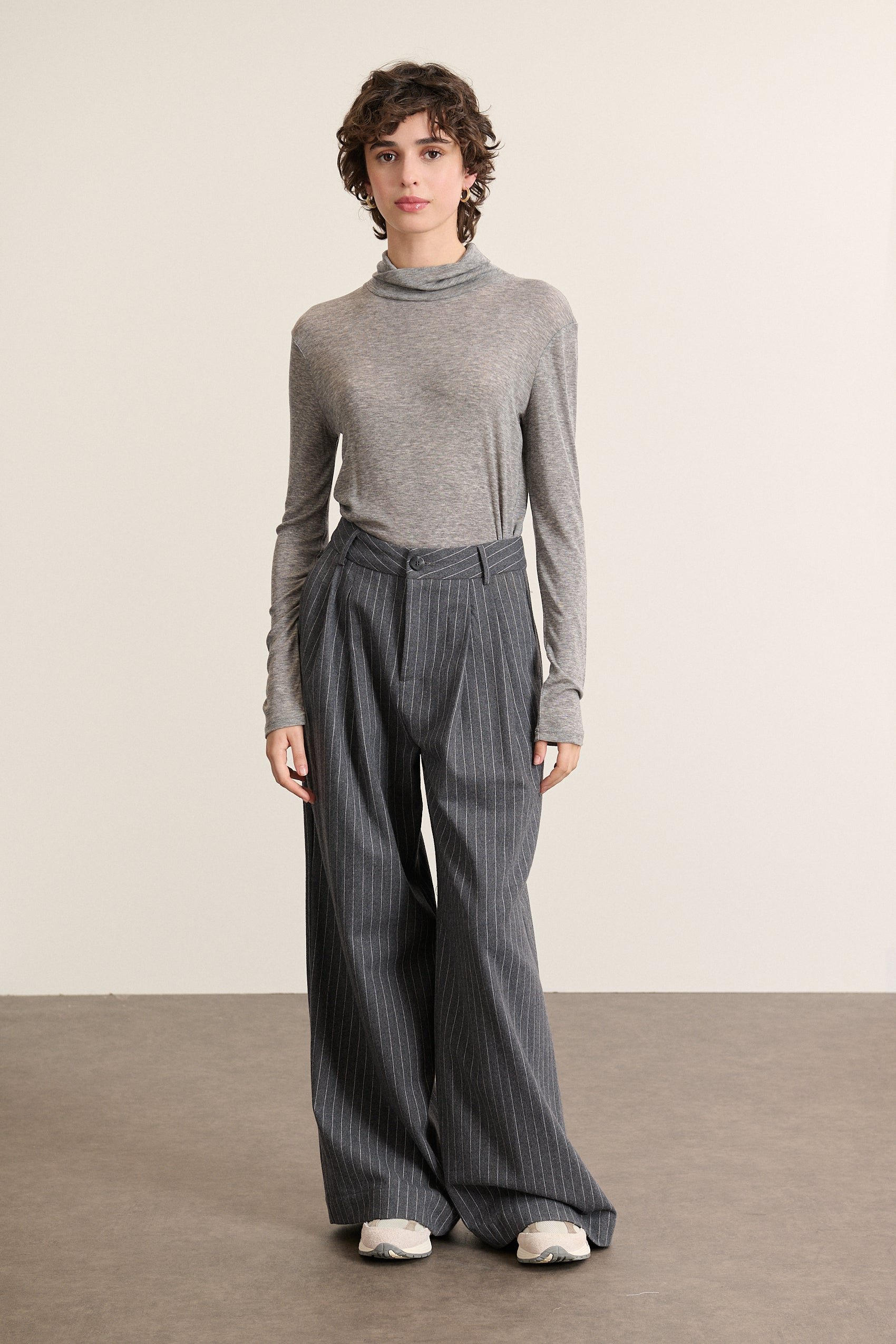 T-shirt col montant manches longues GARANCE PARIS Gris