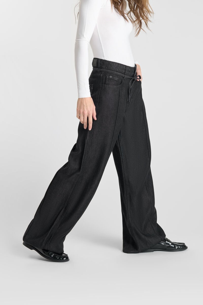 Loose jeans, wide, length 34 LE TEMPS DES CERISES Black