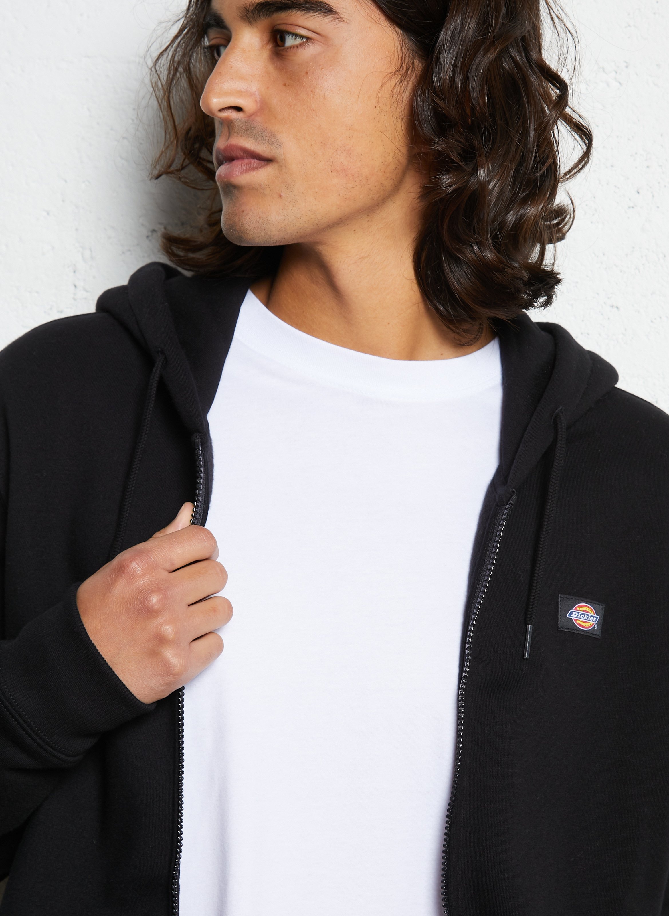 Sweater van katoenmix met capuchon DICKIES Zwart