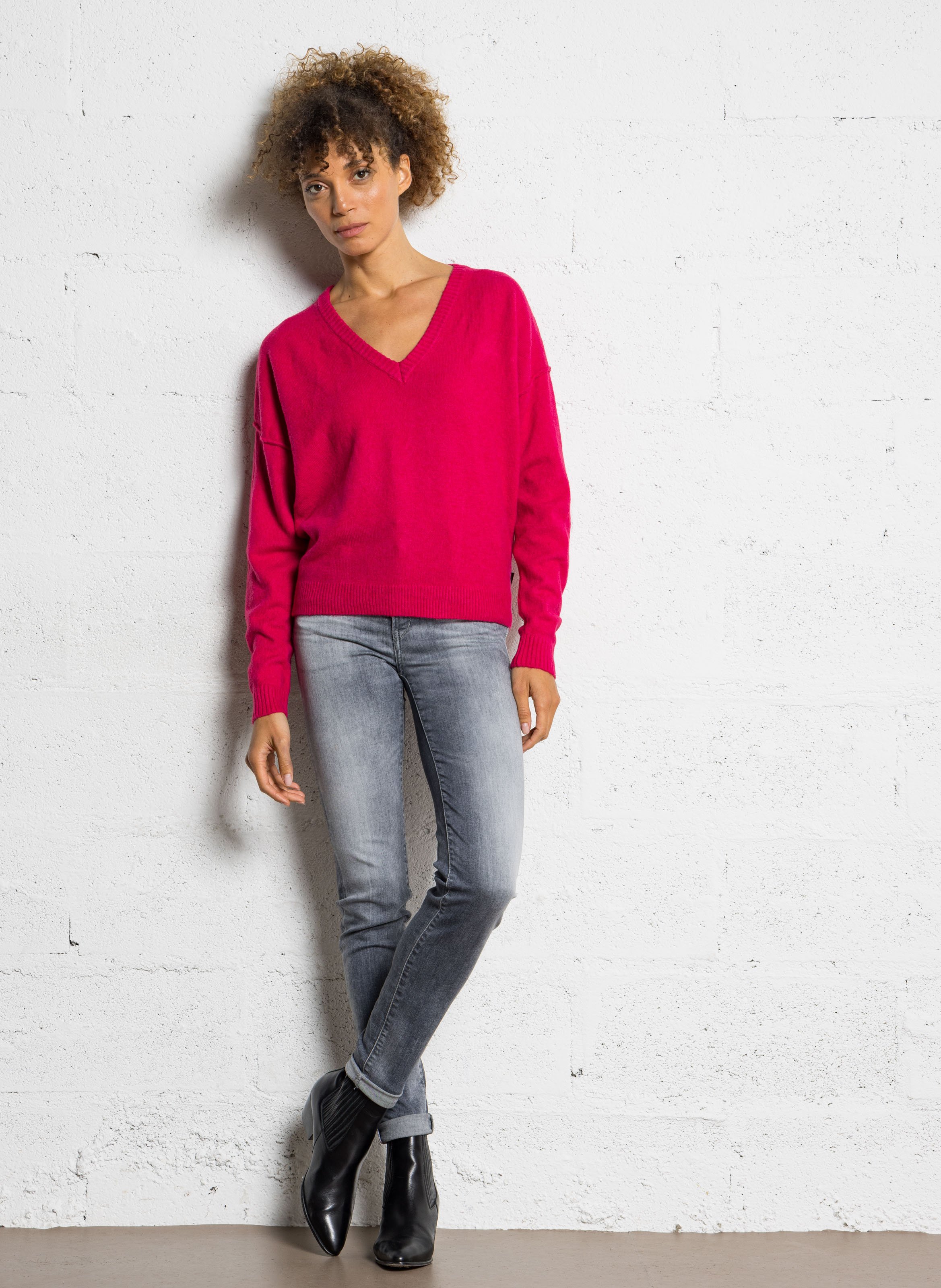 Jean slim en coton mélangé  LE TEMPS DES CERISES Gris