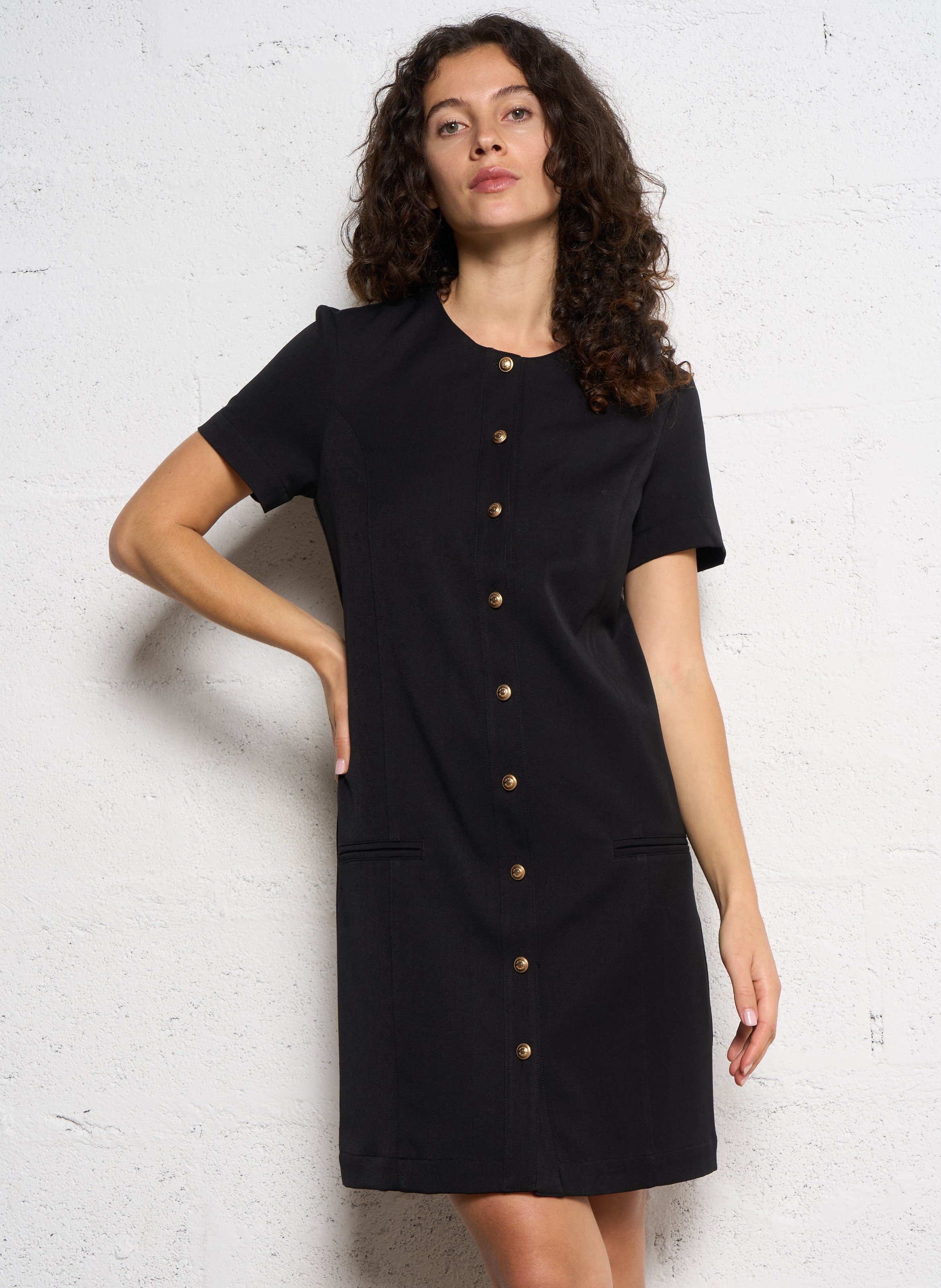 Robe courte col rond IKKS Black