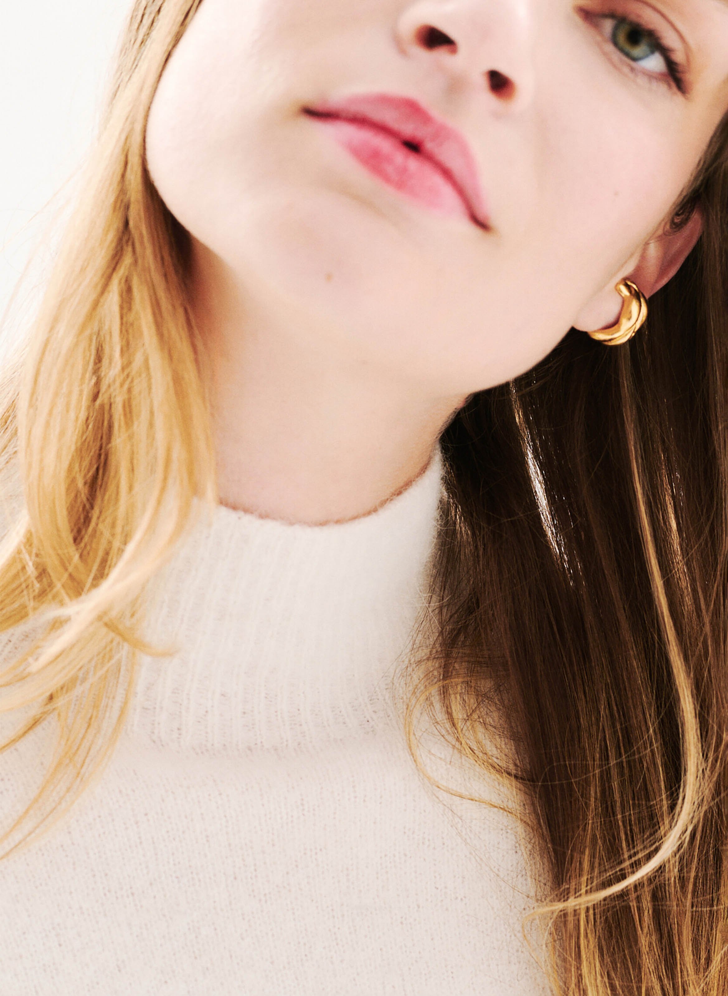 Straight high-neck knitted sweater CAROLL Beige