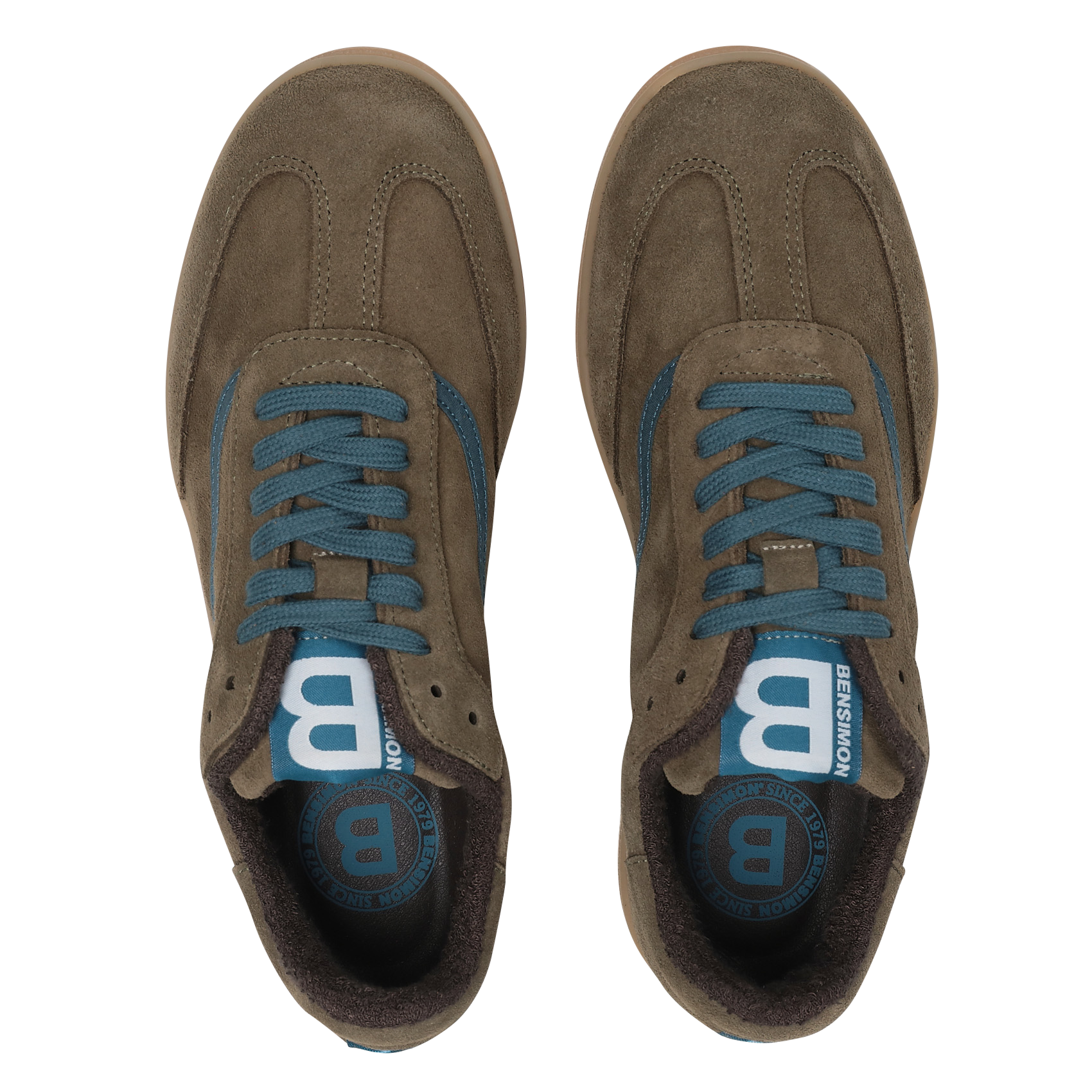 Low-top sneakers in cotton and leather BENSIMON Khaki