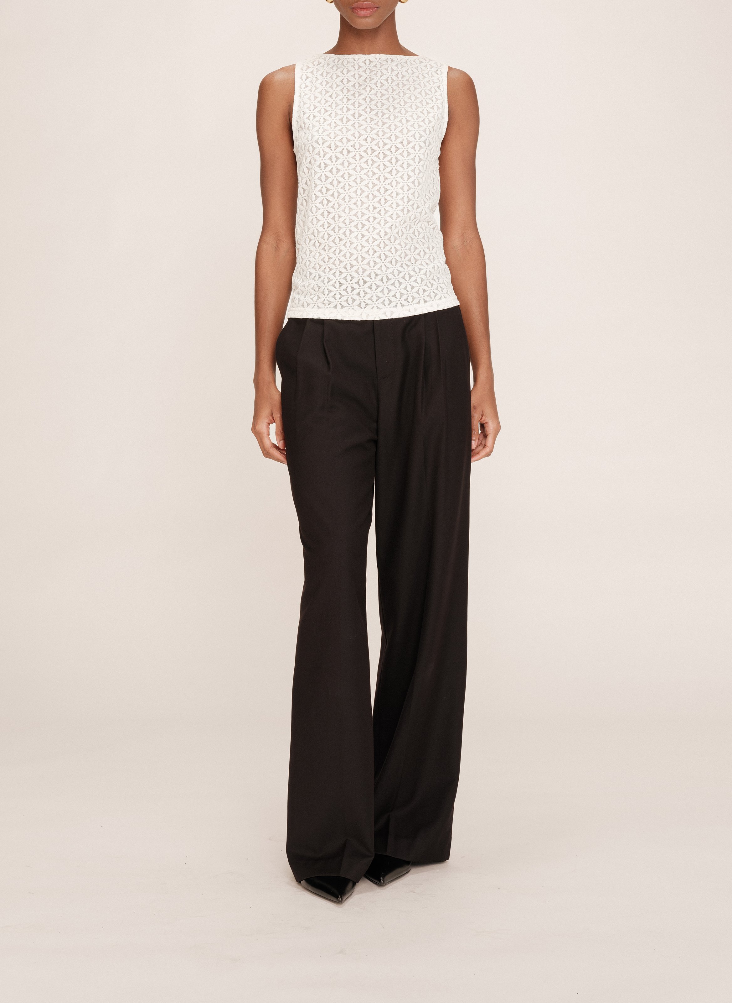 Boat-neck lace top GRACE ET MILA White