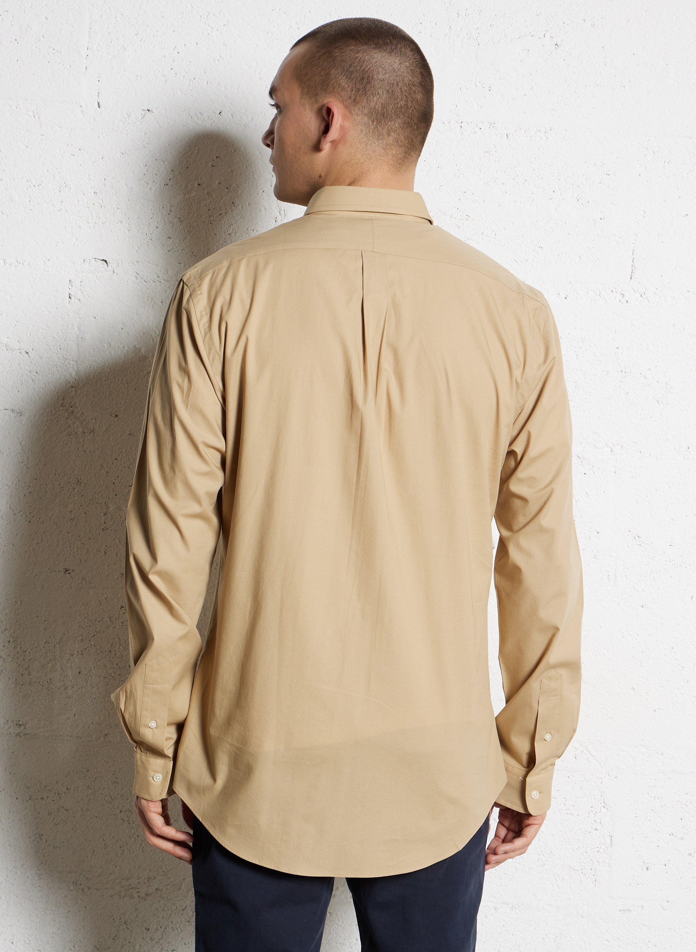 Chemise droite col américain en coton mélangé POLO RALPH LAUREN Beige