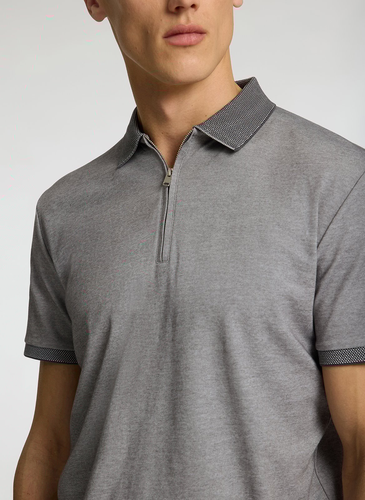 Straight organic cotton polo shirt SELECTED Grey
