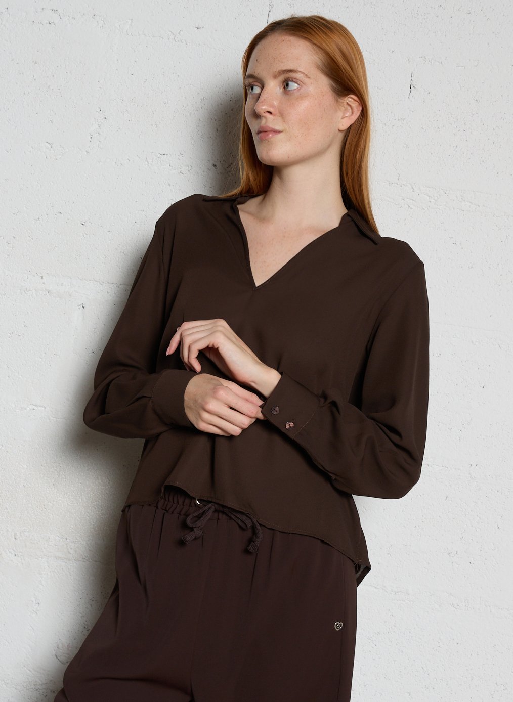 Flowy straight blouse PLEASE Brown