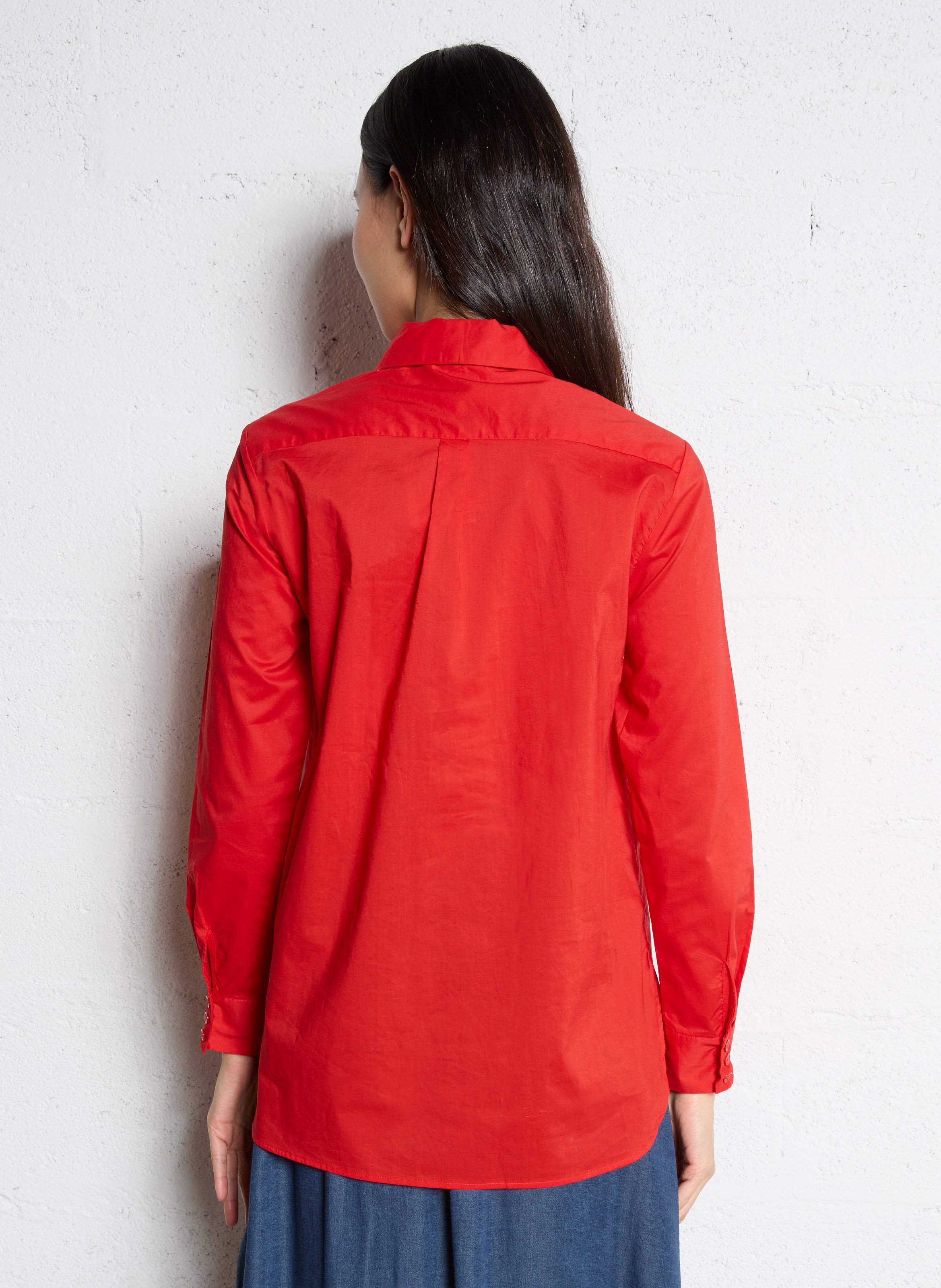 Chemise col classique droite en coton LA PETITE ETOILE Rouge