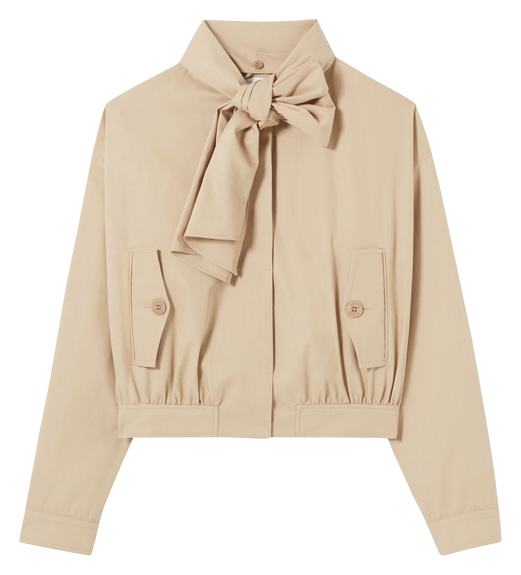 Veste col à nouer uni en coton CLAUDIE PIERLOT Beige