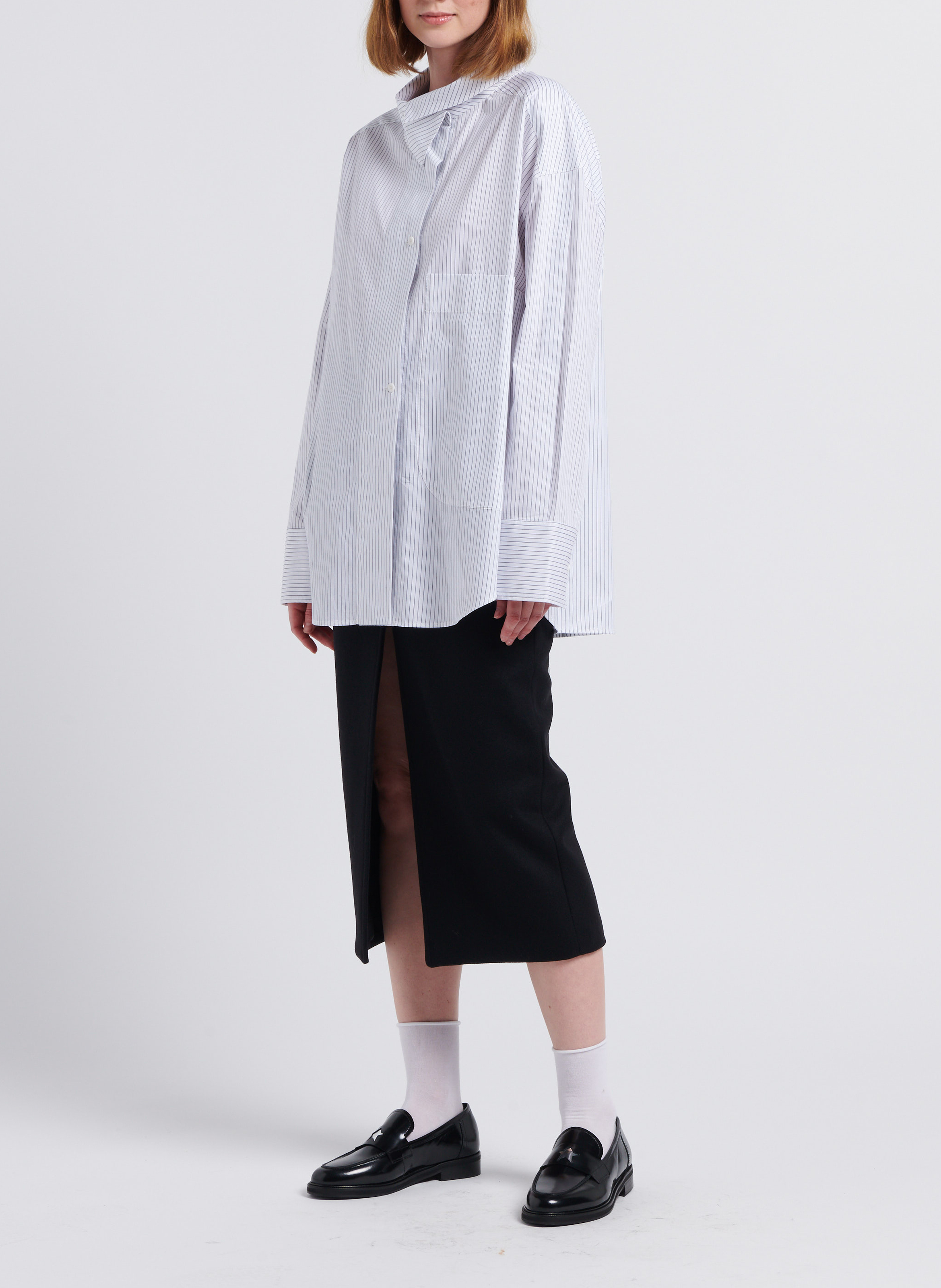 Jupe crayon en laine vierge mélangée MARGAUX LONNBERG Noir