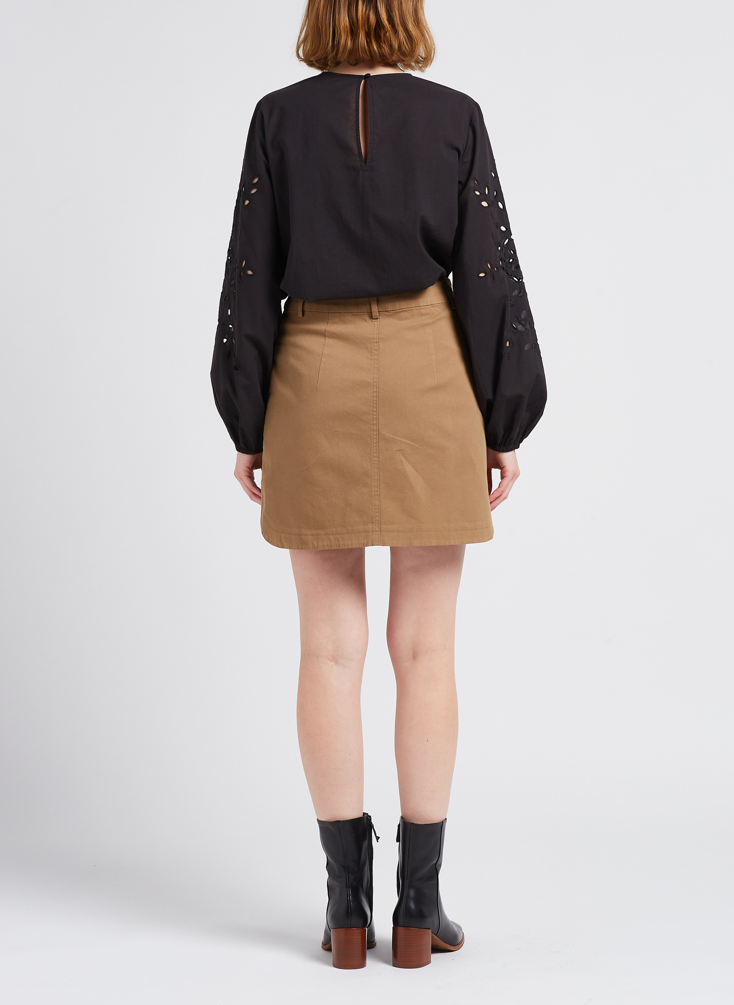 Jupe courte cargo en coton mélangé  VILA Marron
