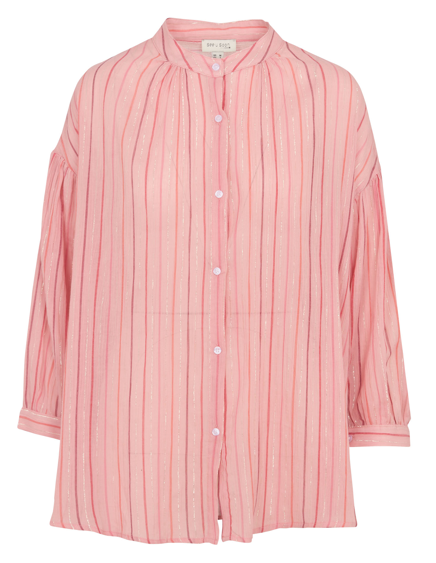 Tunique oversize manches 3/4 rayée SEE U SOON Rose