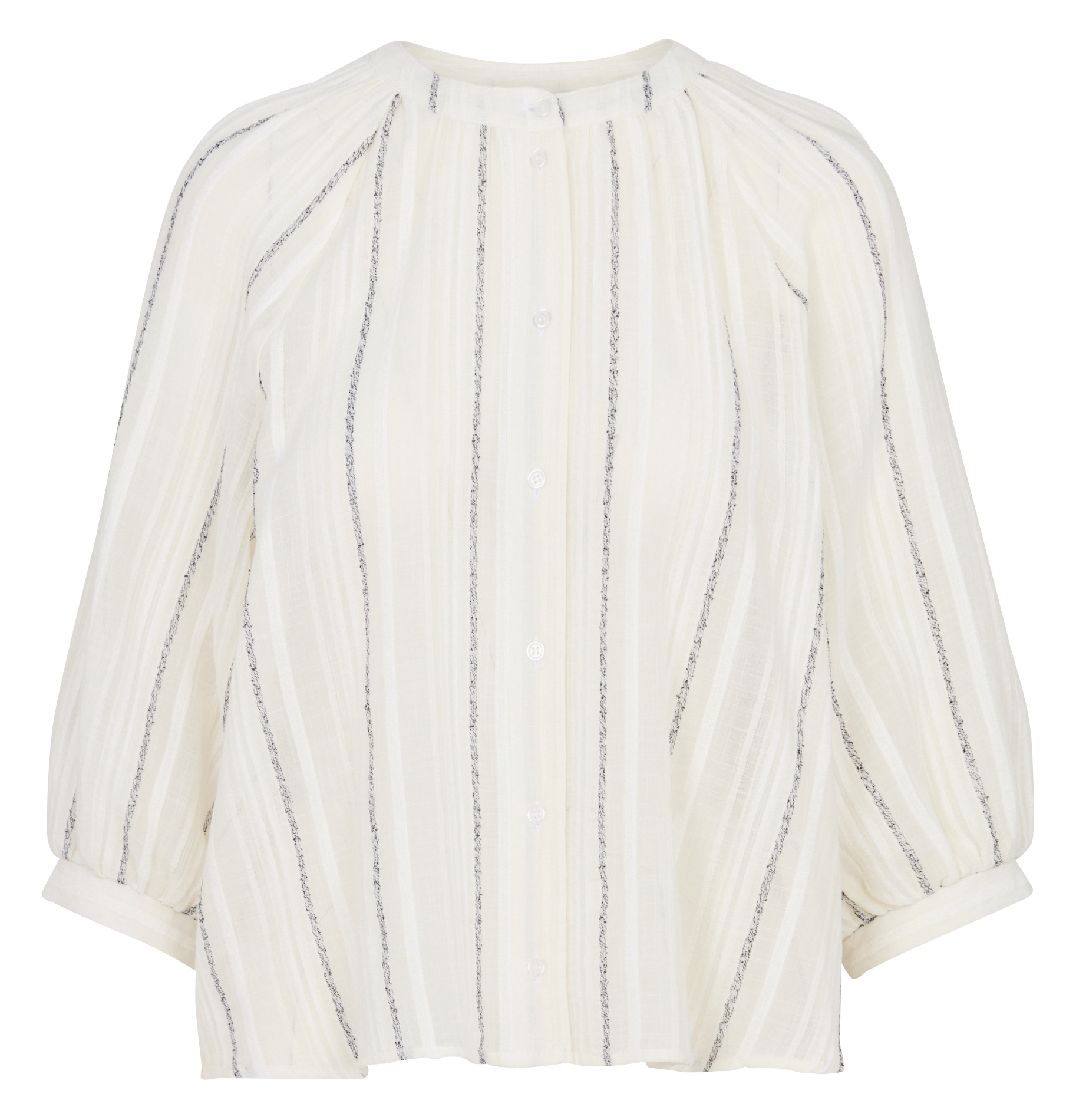 Weites Rundhals-Hemd mit Streifen LA FEE MARABOUTEE Weiss