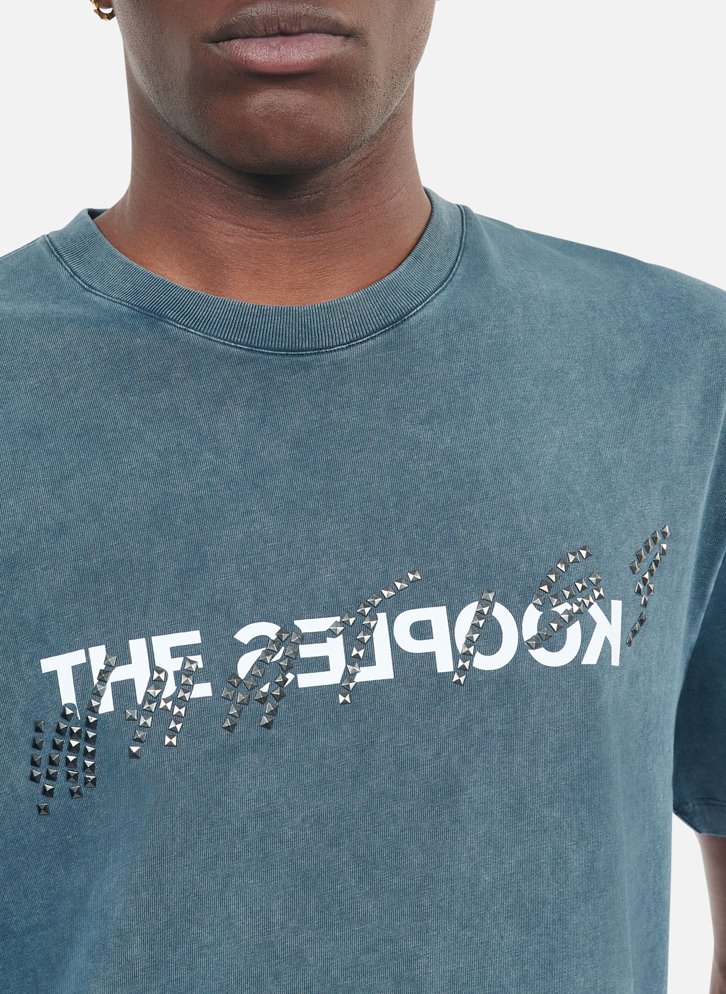 Tee-shirt col rond droit en coton sérigraphié THE KOOPLES Bleu