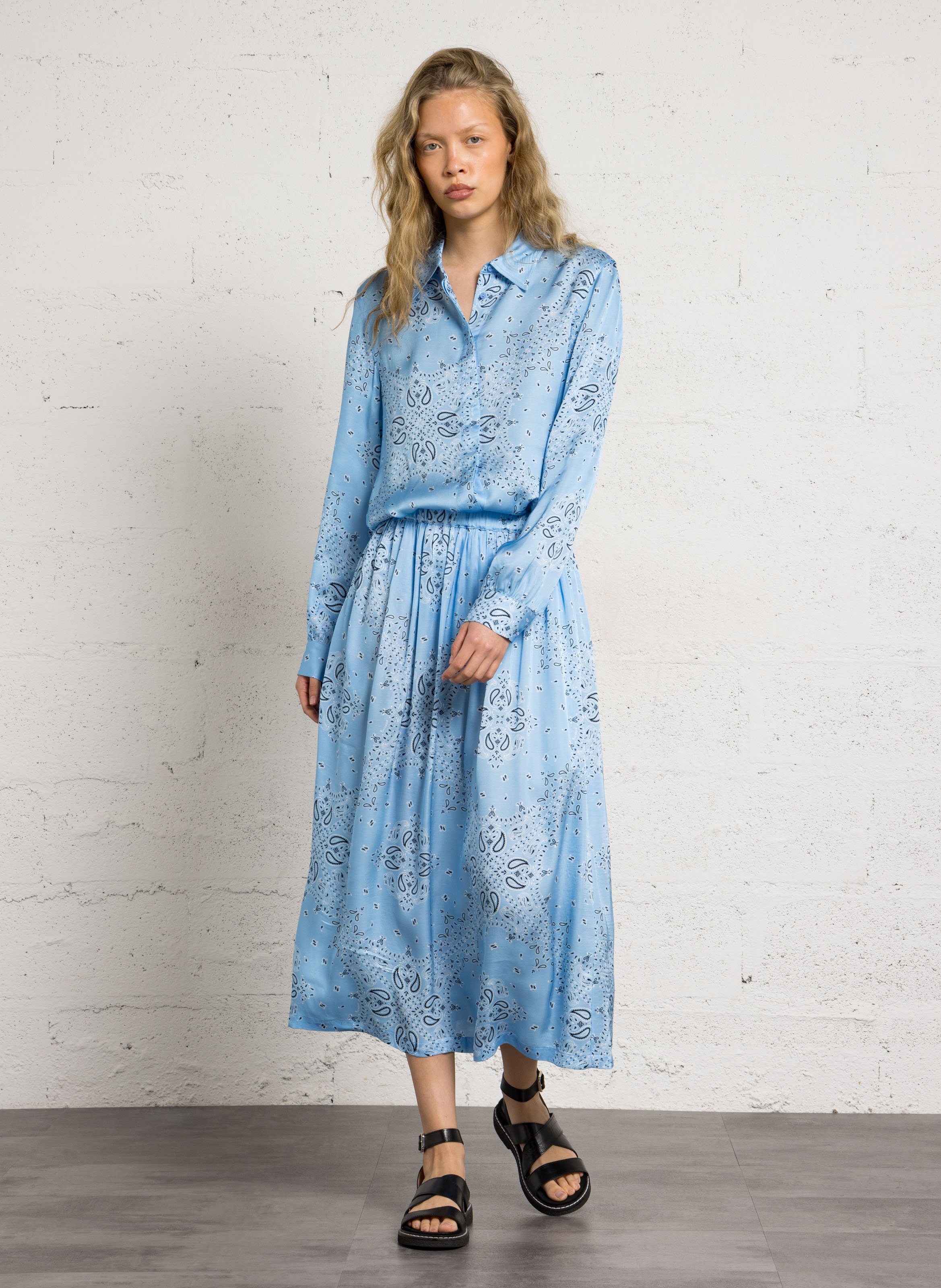 Jupe longue imprimée BERENICE Bleu