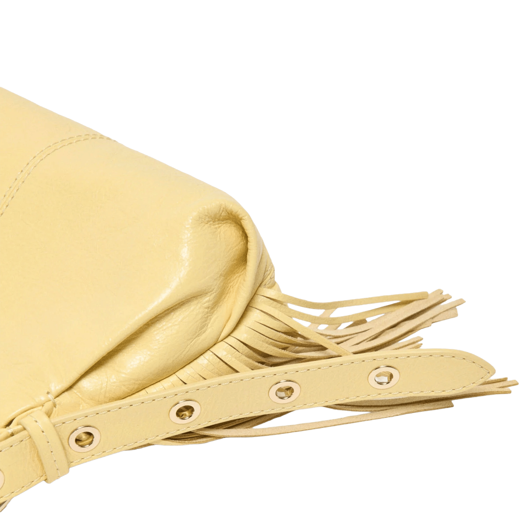 Sac bandoulière à franges en cuir craquelé MAJE Jaune