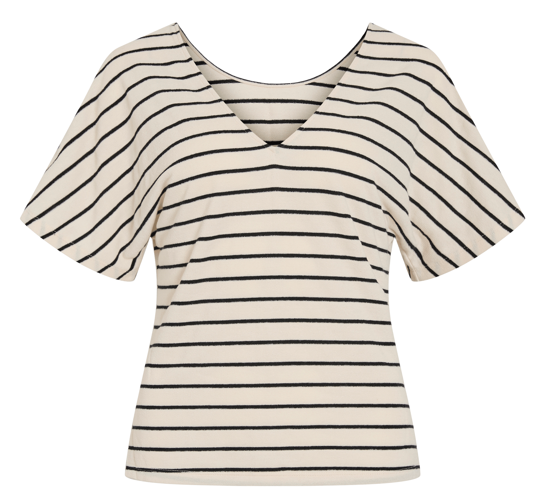 Tee-shirt cintré col V à rayures  VILA Gris