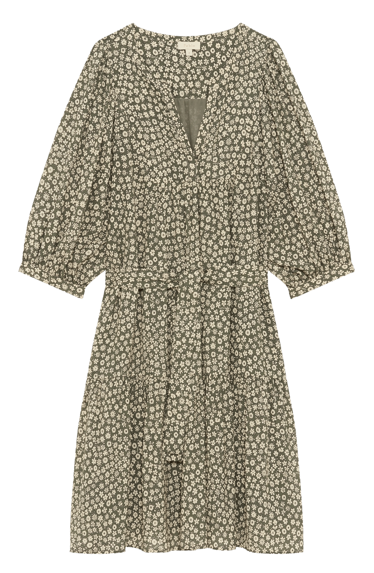 Robe courte imprimée col tunisien PABLO Kaki