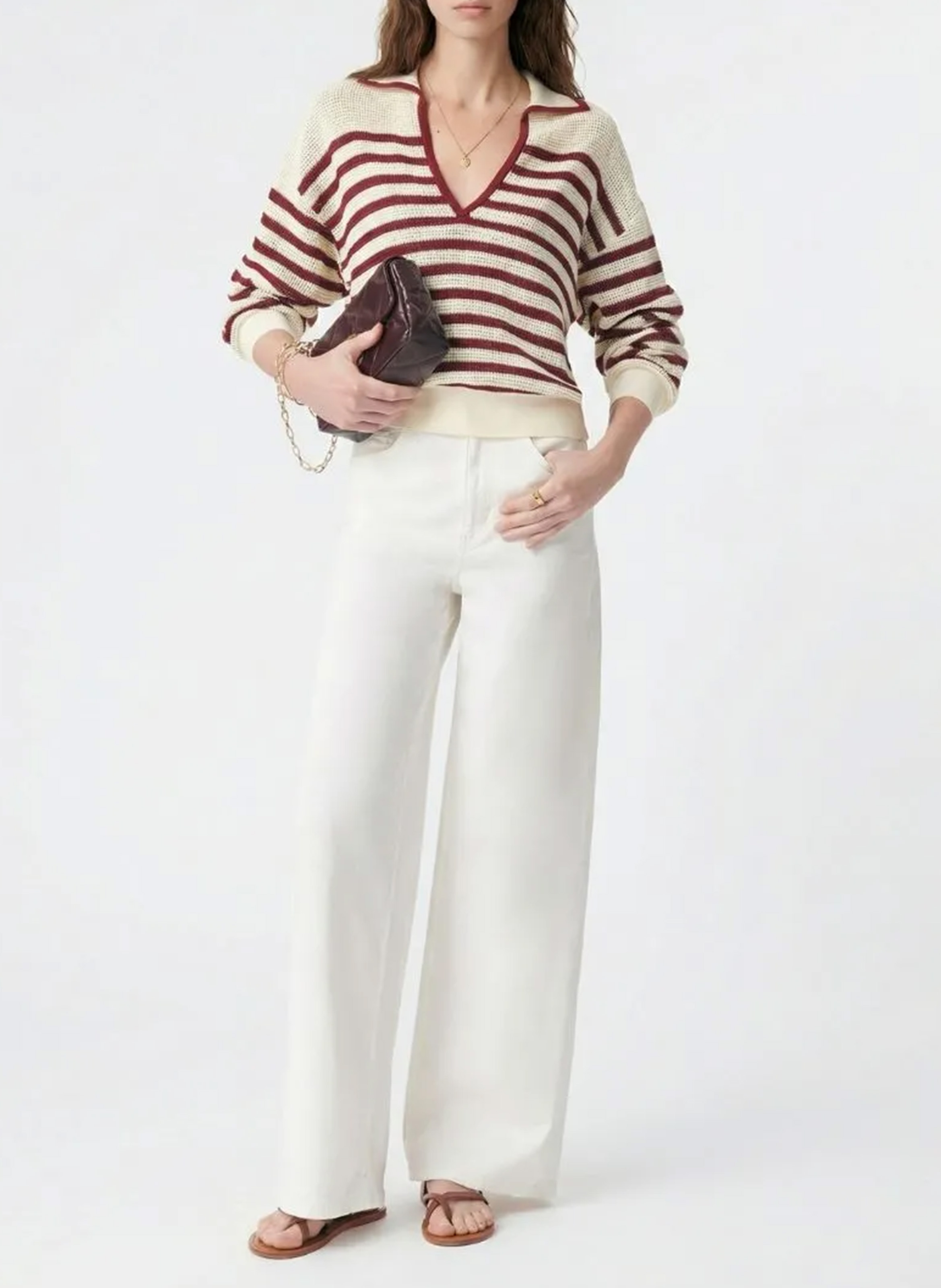 Rechte polo trui met strepen van katoen VANESSA BRUNO Rood