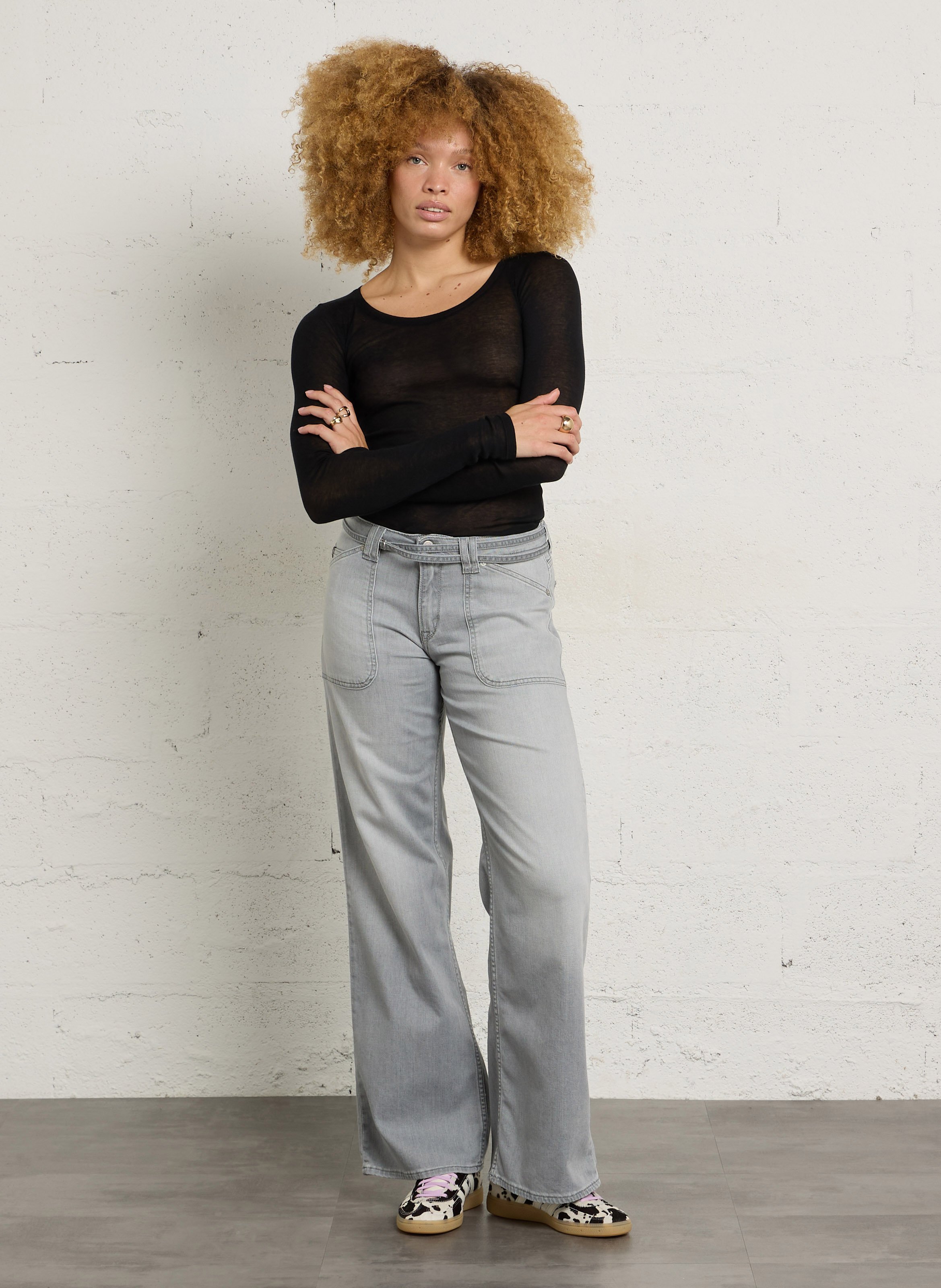 Cotton close-fit round-neck T-shirt AMERICAN VINTAGE Black