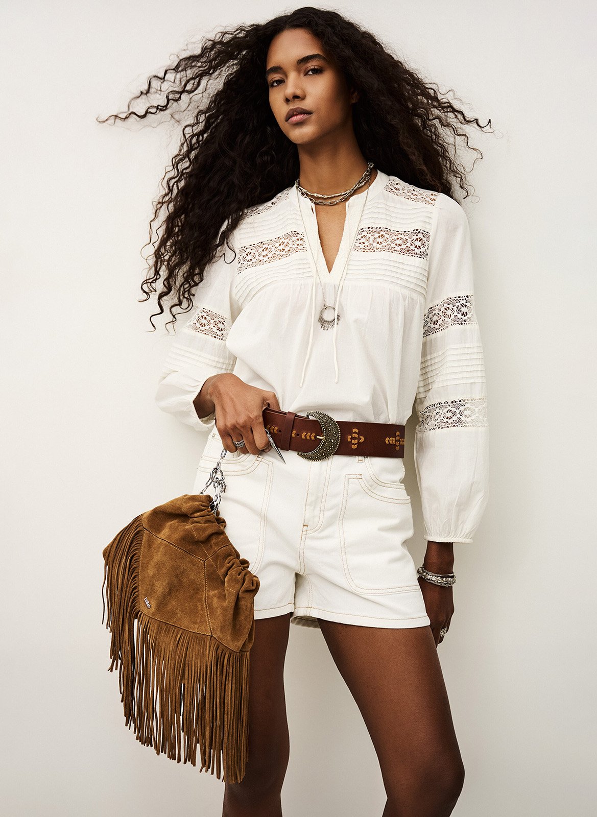 Short droit en coton BA&SH Beige