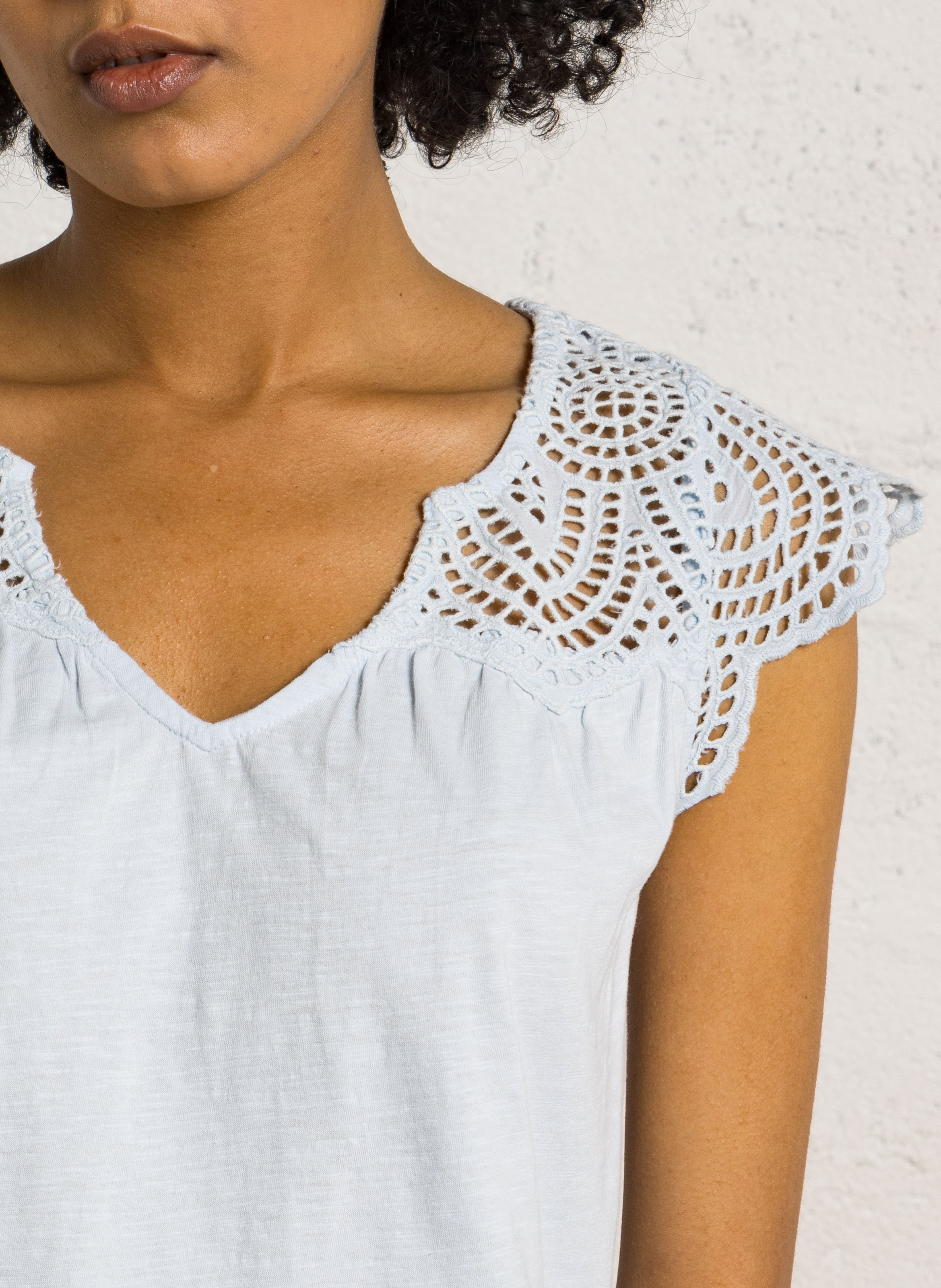 Katoenen top met V-hals MAISON 123 Blauw