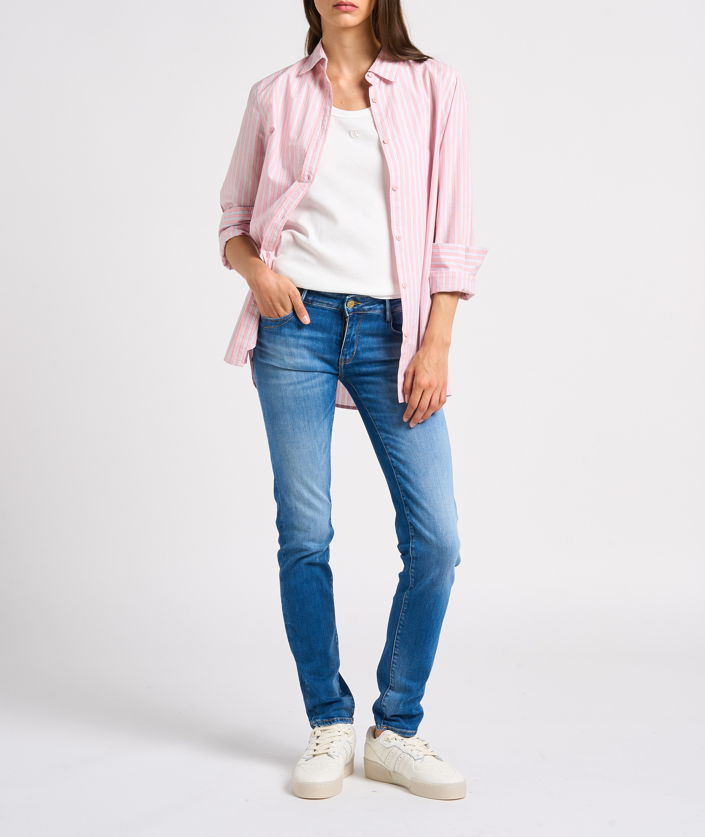 Ribbed round neck tank top LE TEMPS DES CERISES Blue