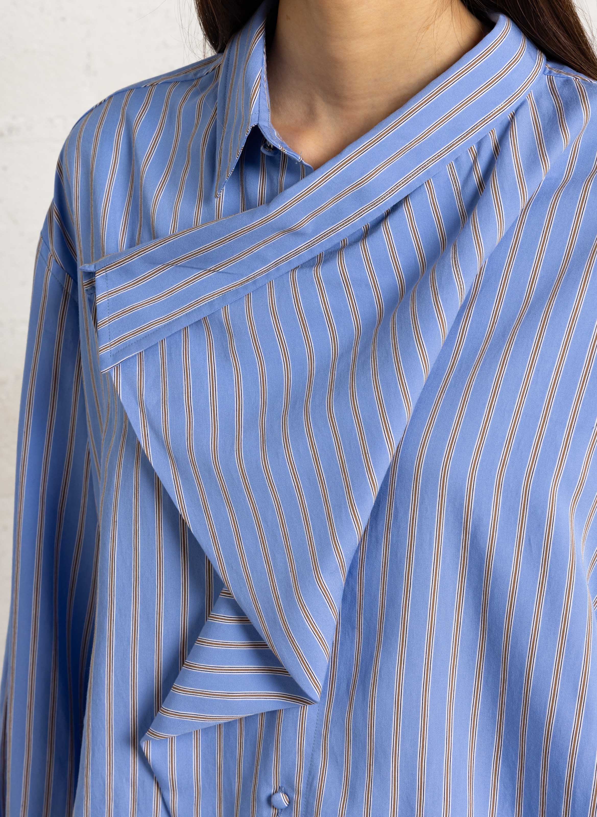 Chemise asymétrique à col drapé MARGAUX LONNBERG Bleu