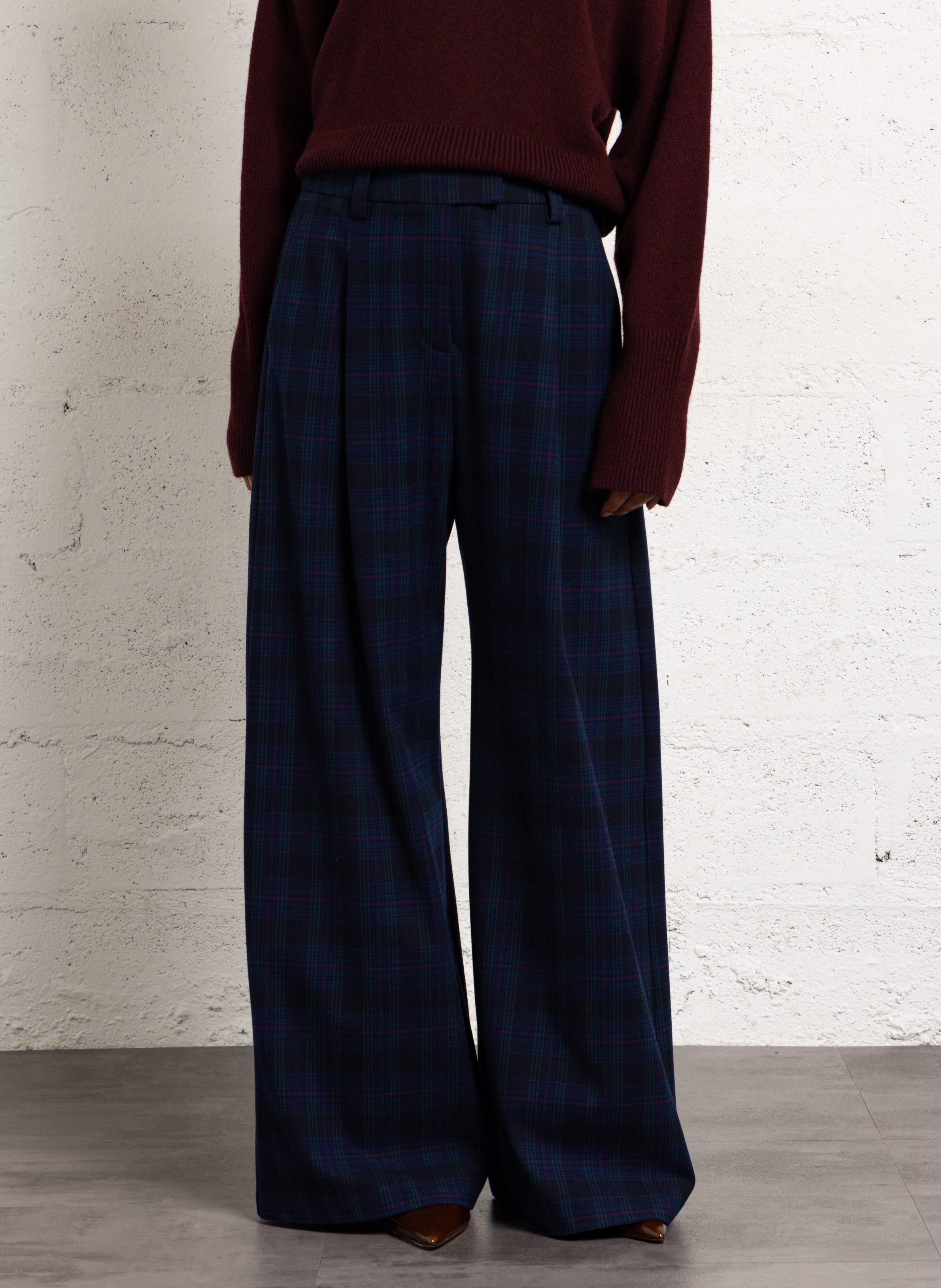 High-waisted wide-leg pants SUNCOO Blue