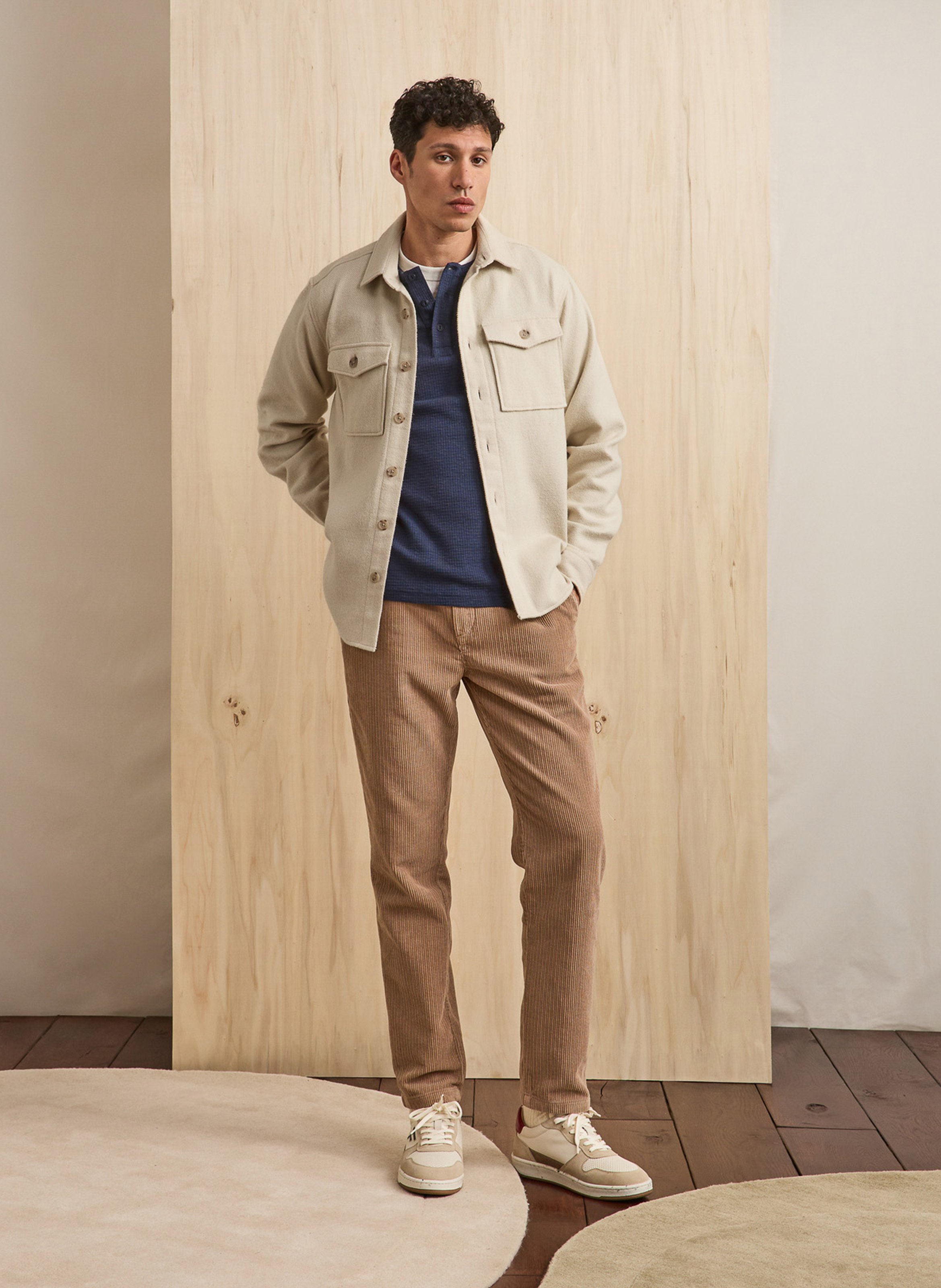 Chemise droite unie en coton FAGUO Beige