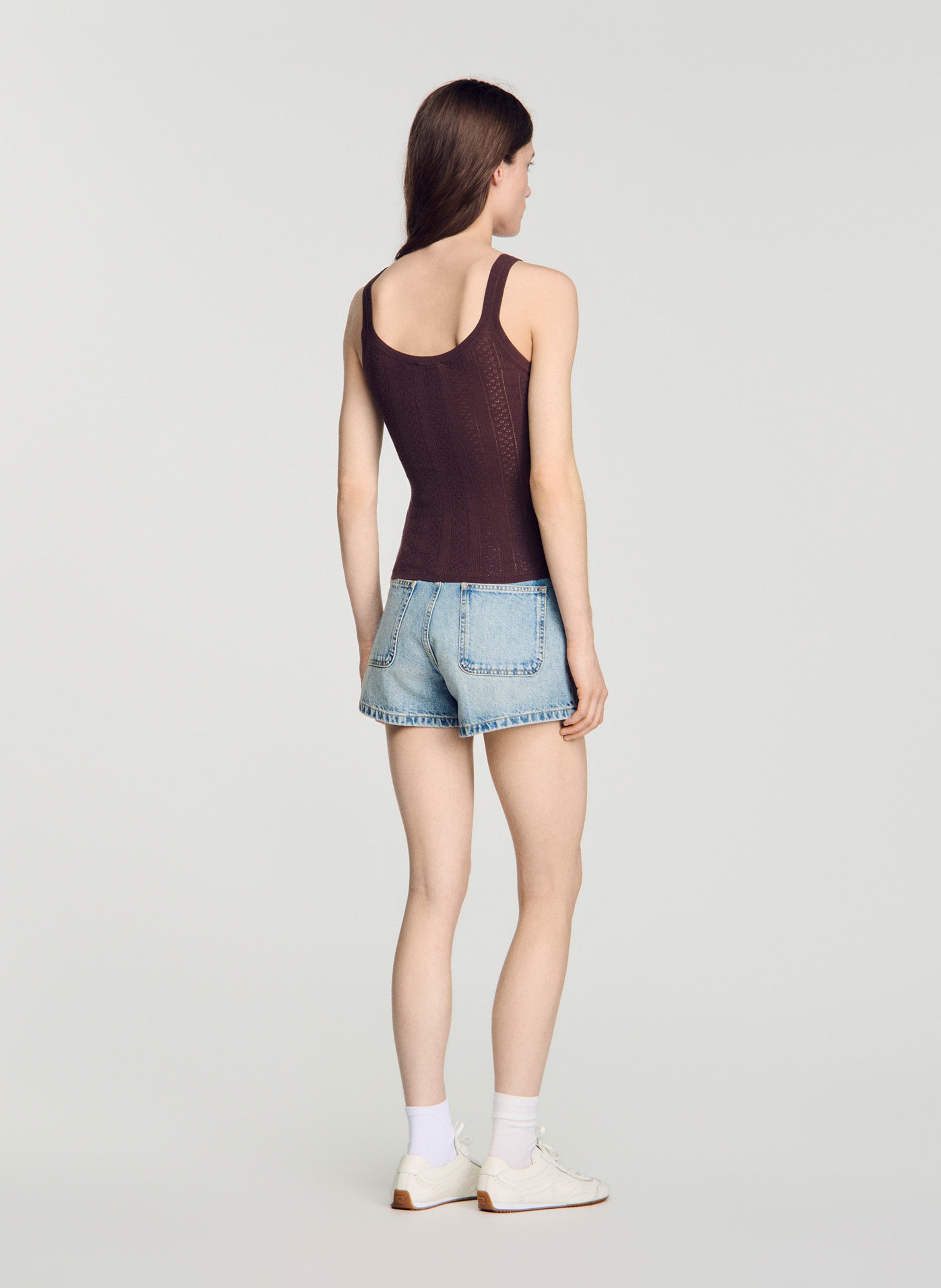 Top in pointelle knit SANDRO Bruin