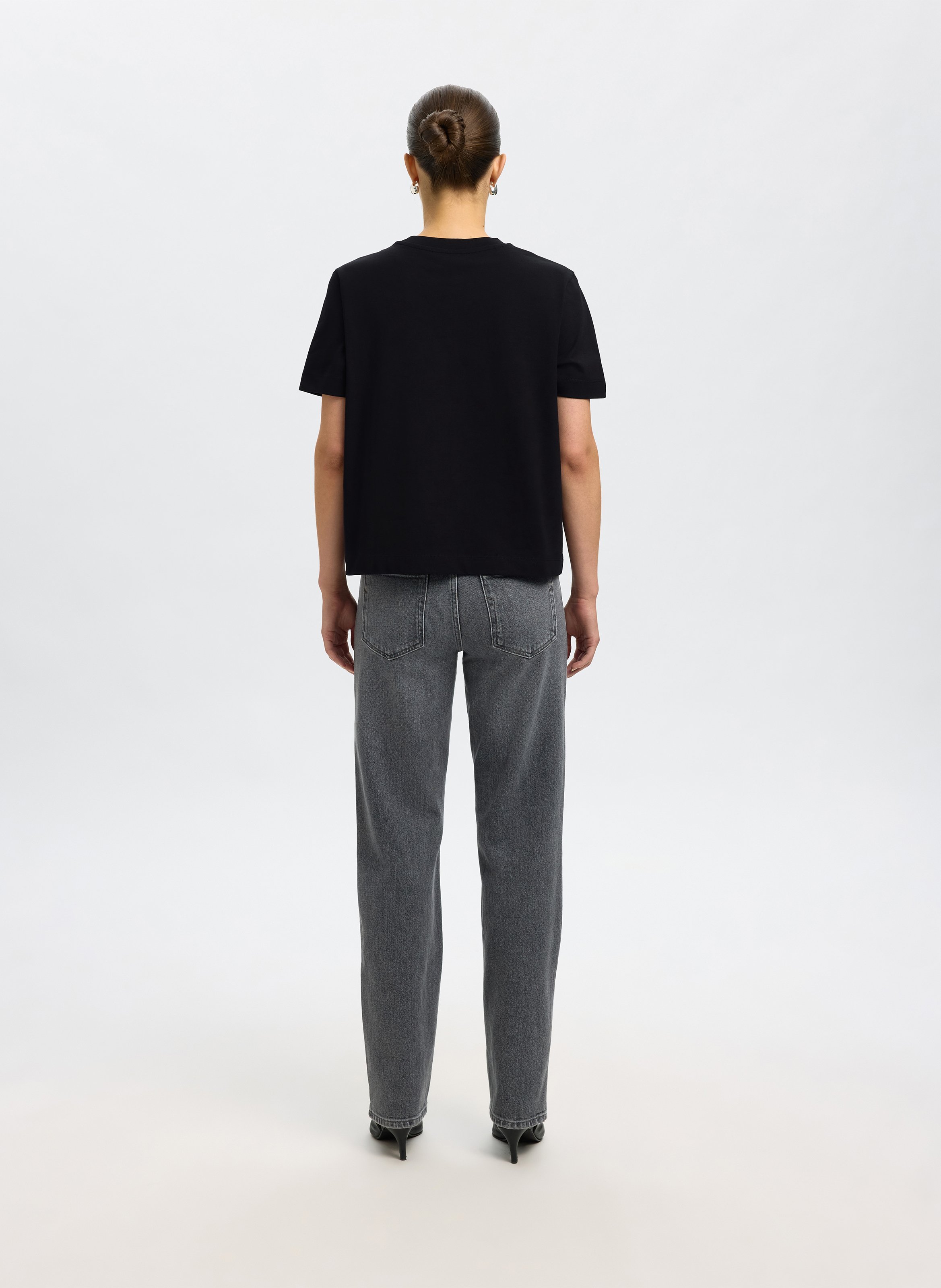Oversized T-shirt van biokatoen SELECTED Zwart