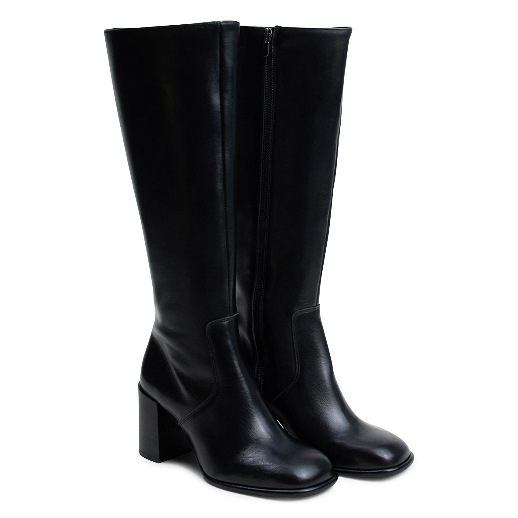 Bottes à talon en cuir de vachette JONAK Noir