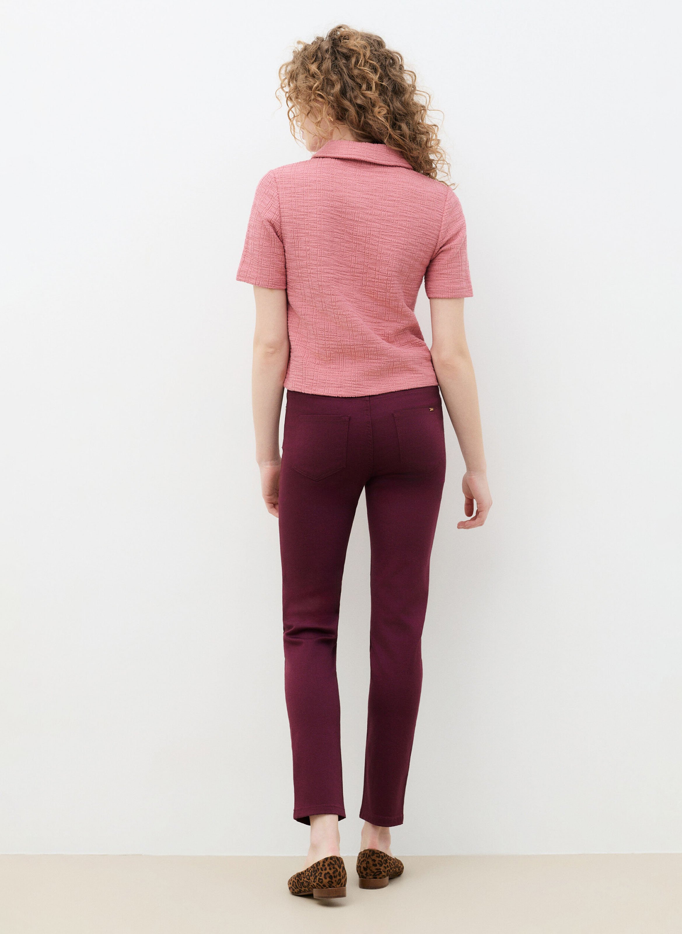 Top à boutons en coton mélangé CAROLL Rose
