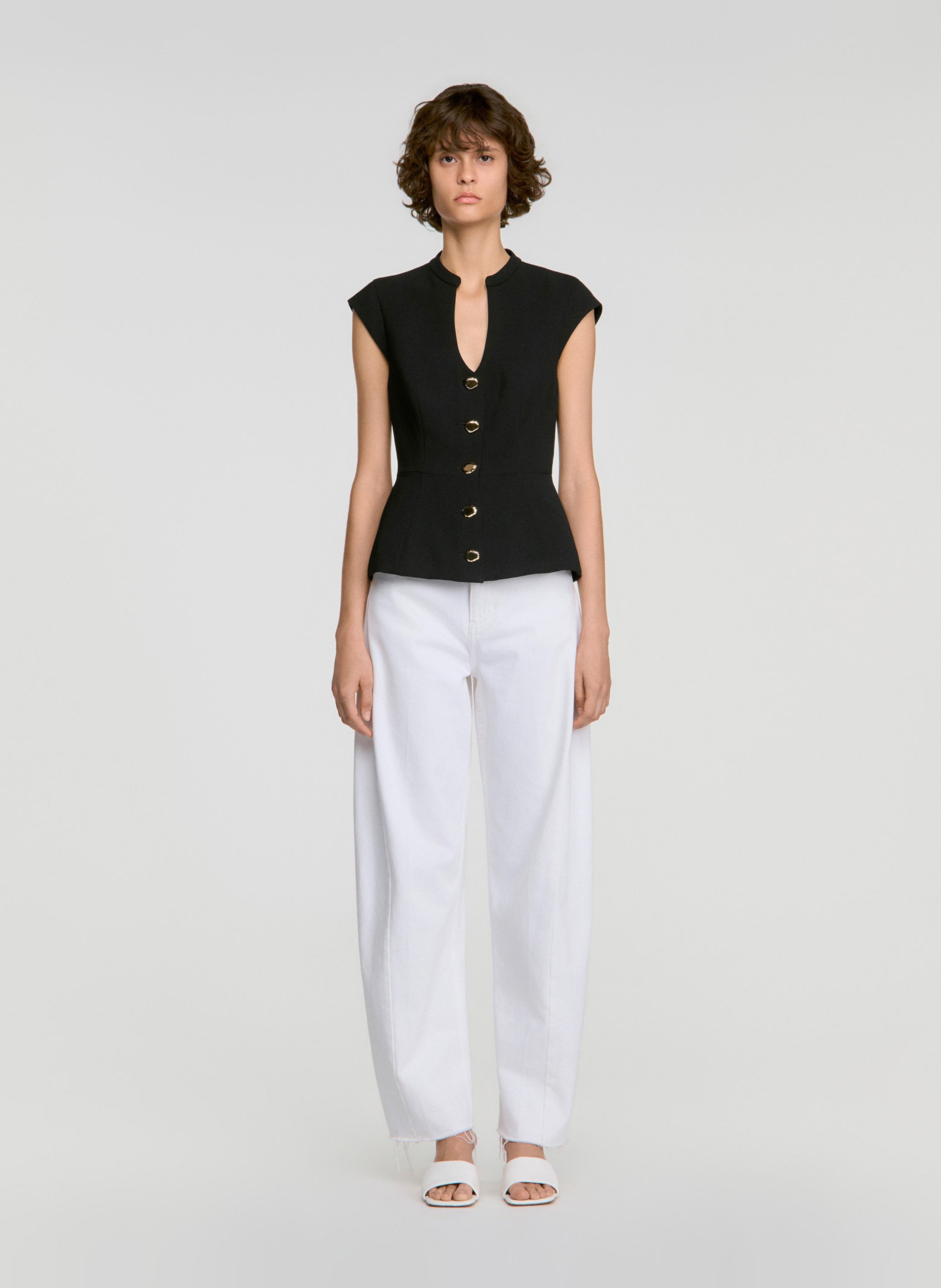 Top cintré boutonné SANDRO Noir