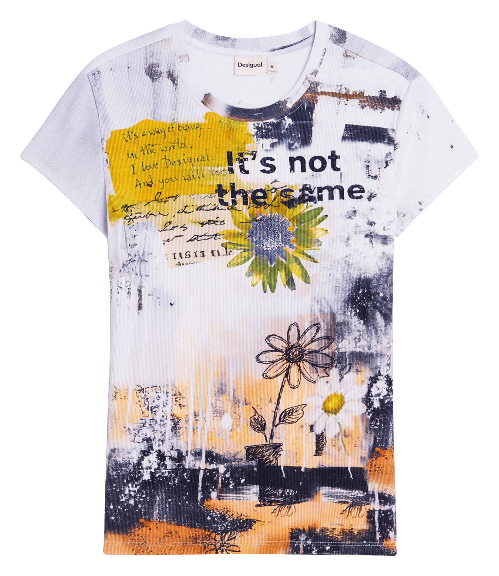 Tee-shirt col rond en coton mélangé DESIGUAL Blanc