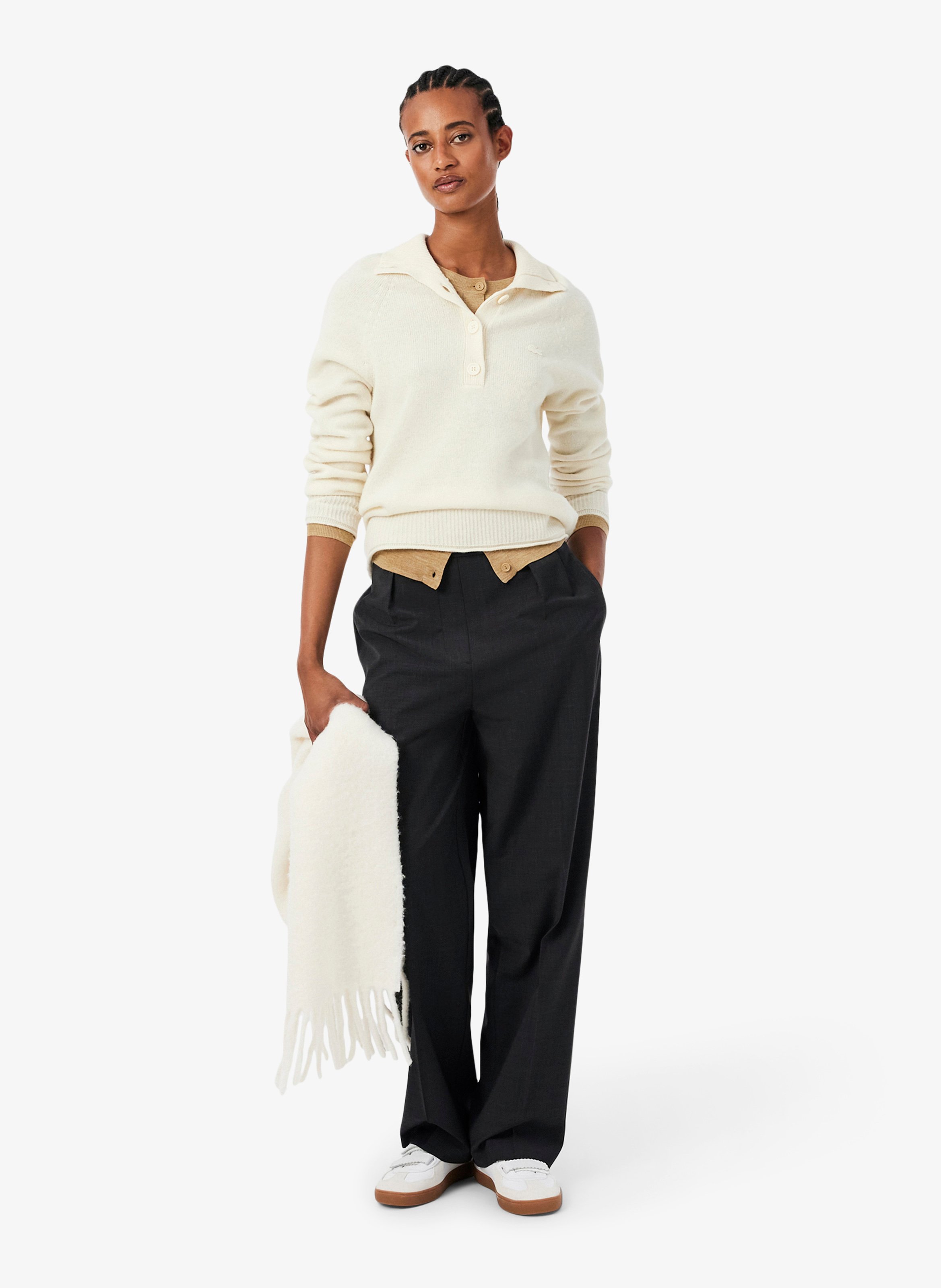 Pantalon droit à plis  LACOSTE Marron