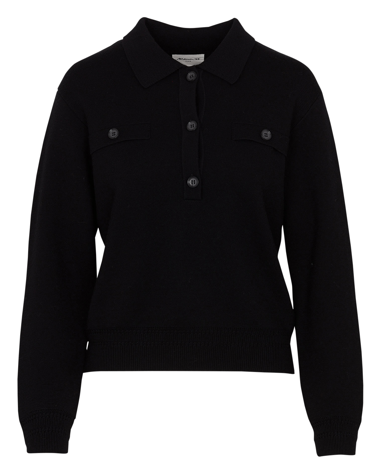 Pull droit col classique en laine MAISON 123 Noir