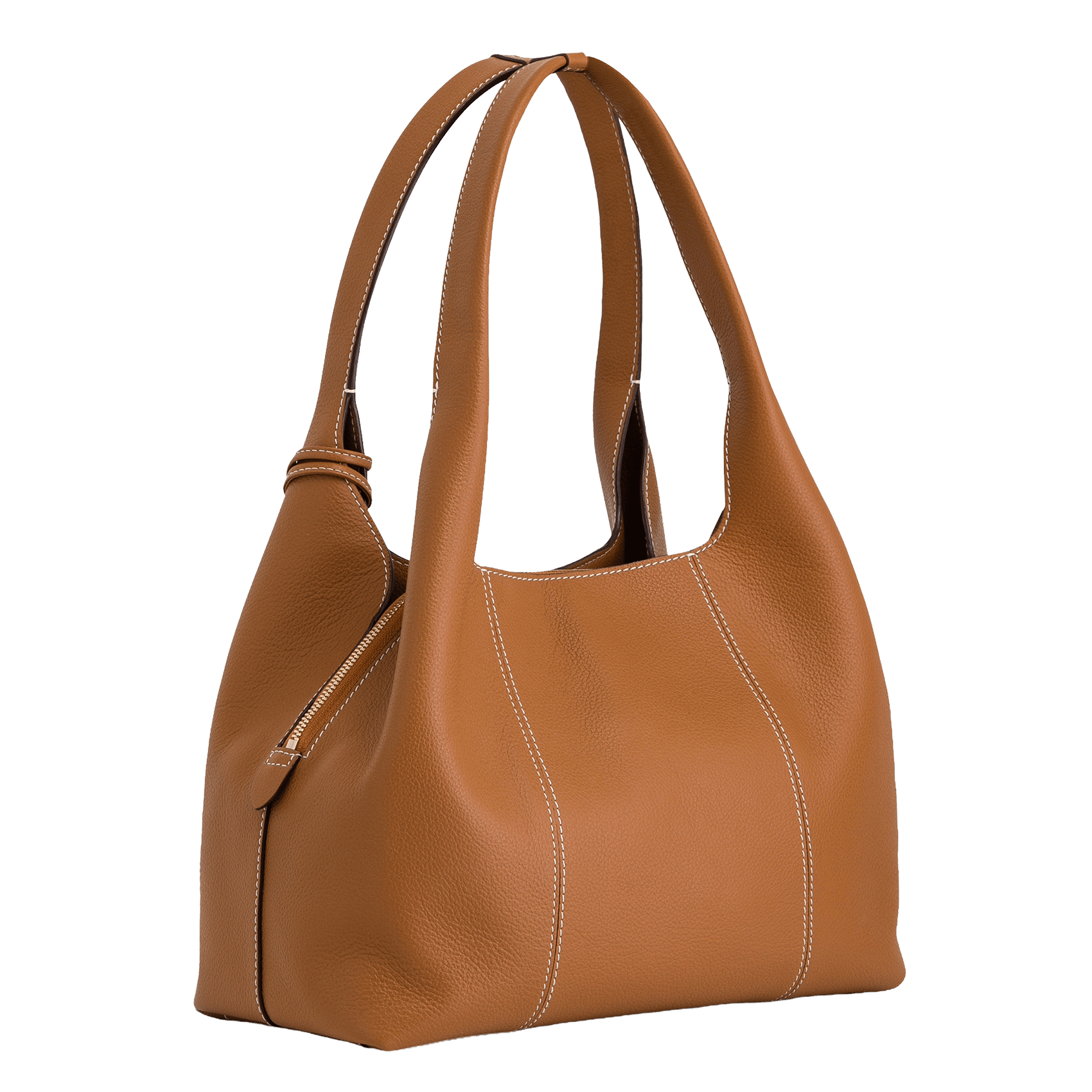 Grained leather shoulder bag LE TANNEUR Brown