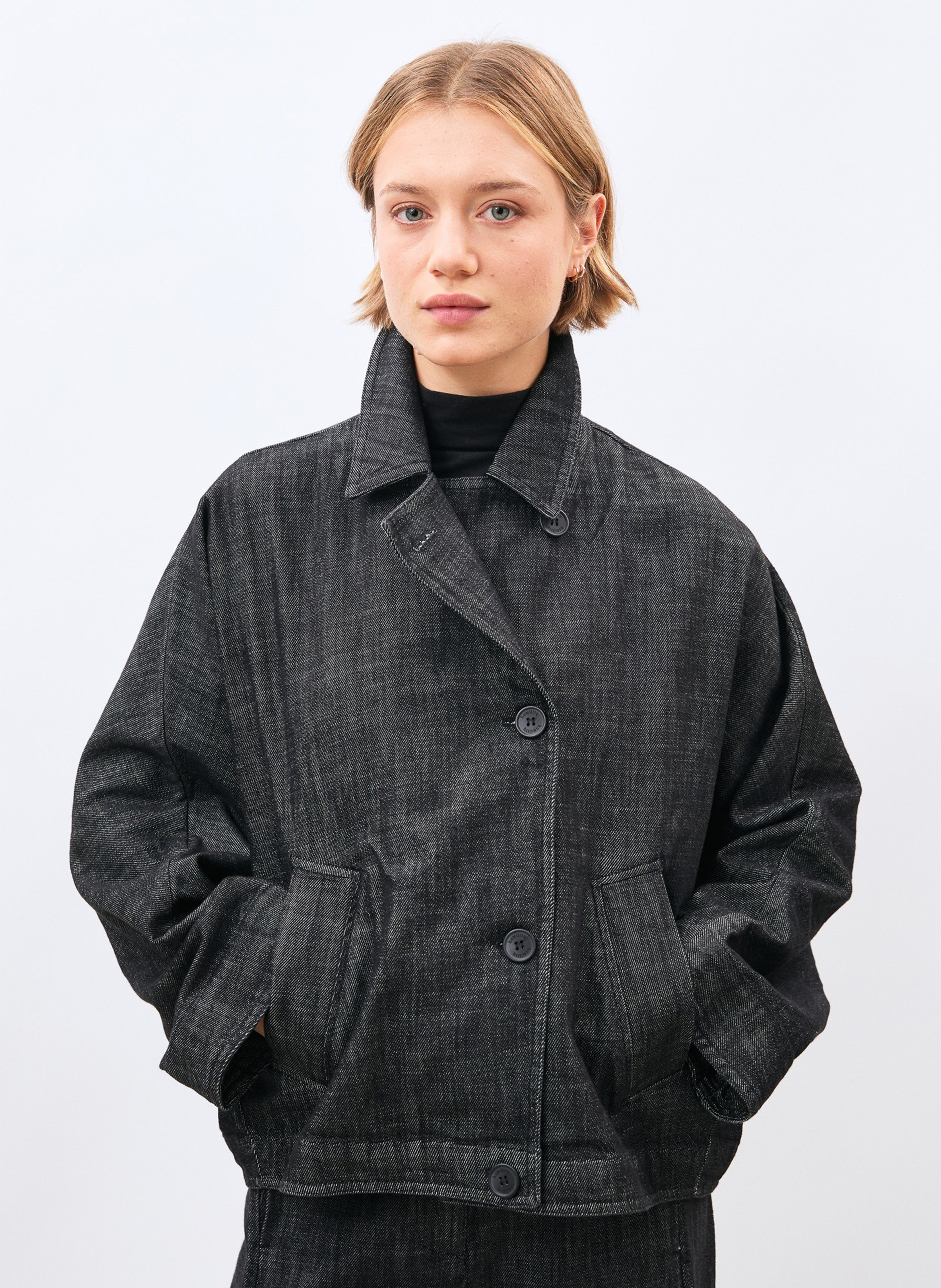 Jacke mit klassischem Baumwoll-Denim-Kragen HUMILITY Schwarz