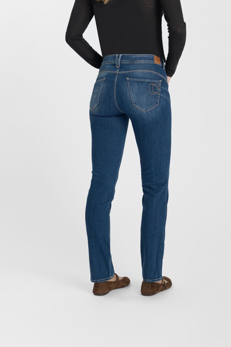 High-waisted straight-leg zip jeans LE TEMPS DES CERISES Blue