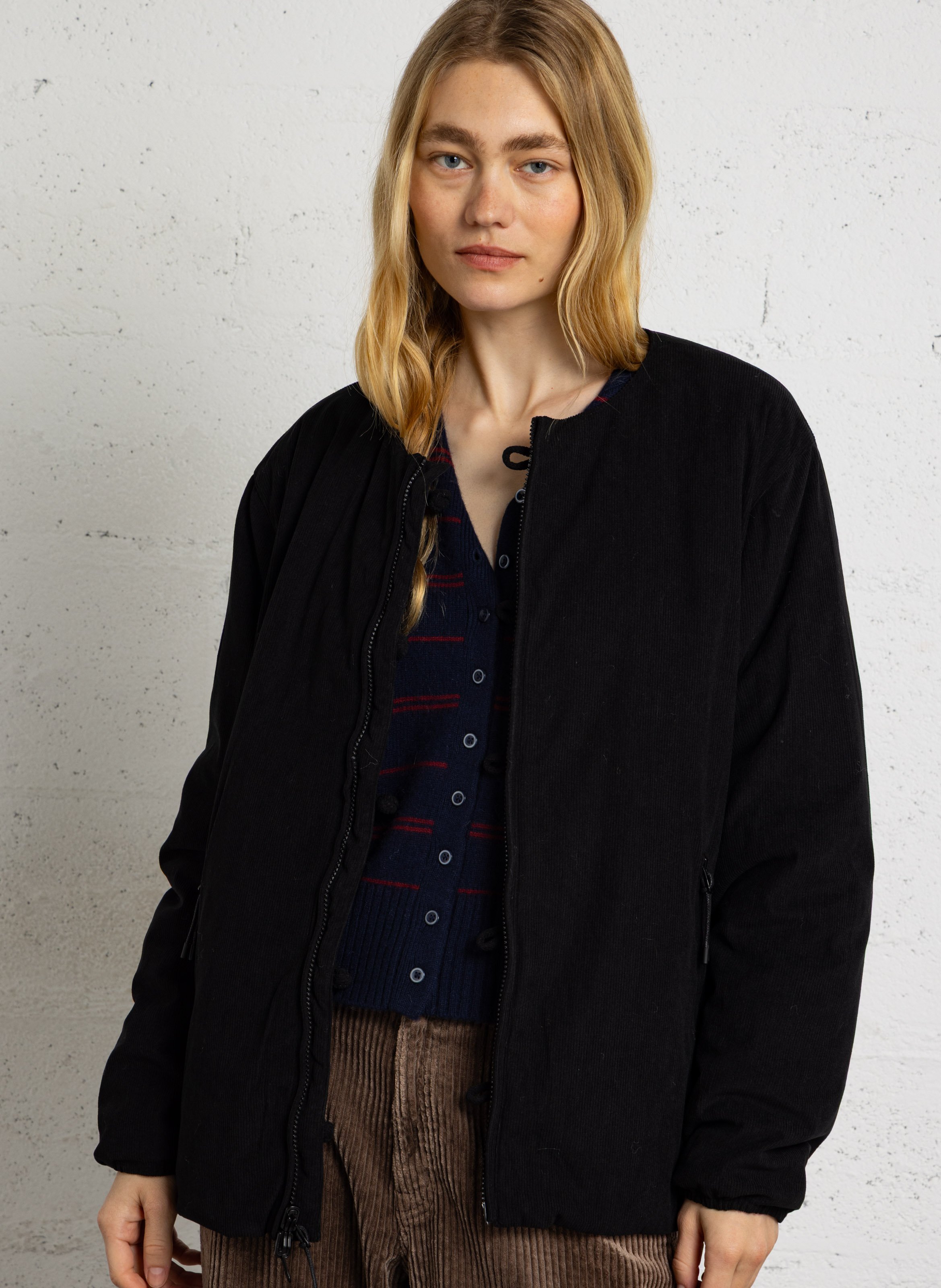 Veste matelassée oversize col rond TAION Noir