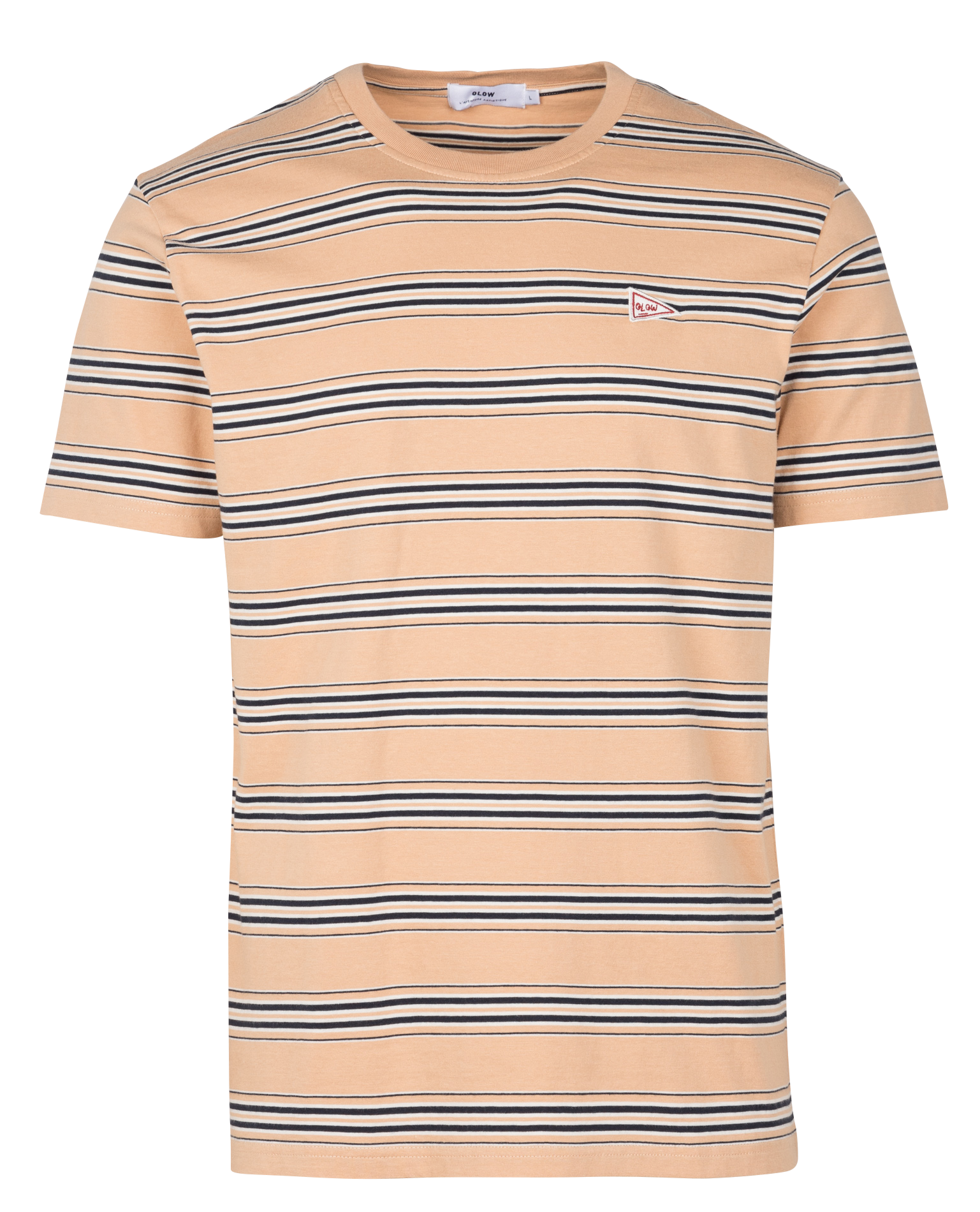 Tee-shirt col rond regular-fit à rayures en coton bio OLOW Orange