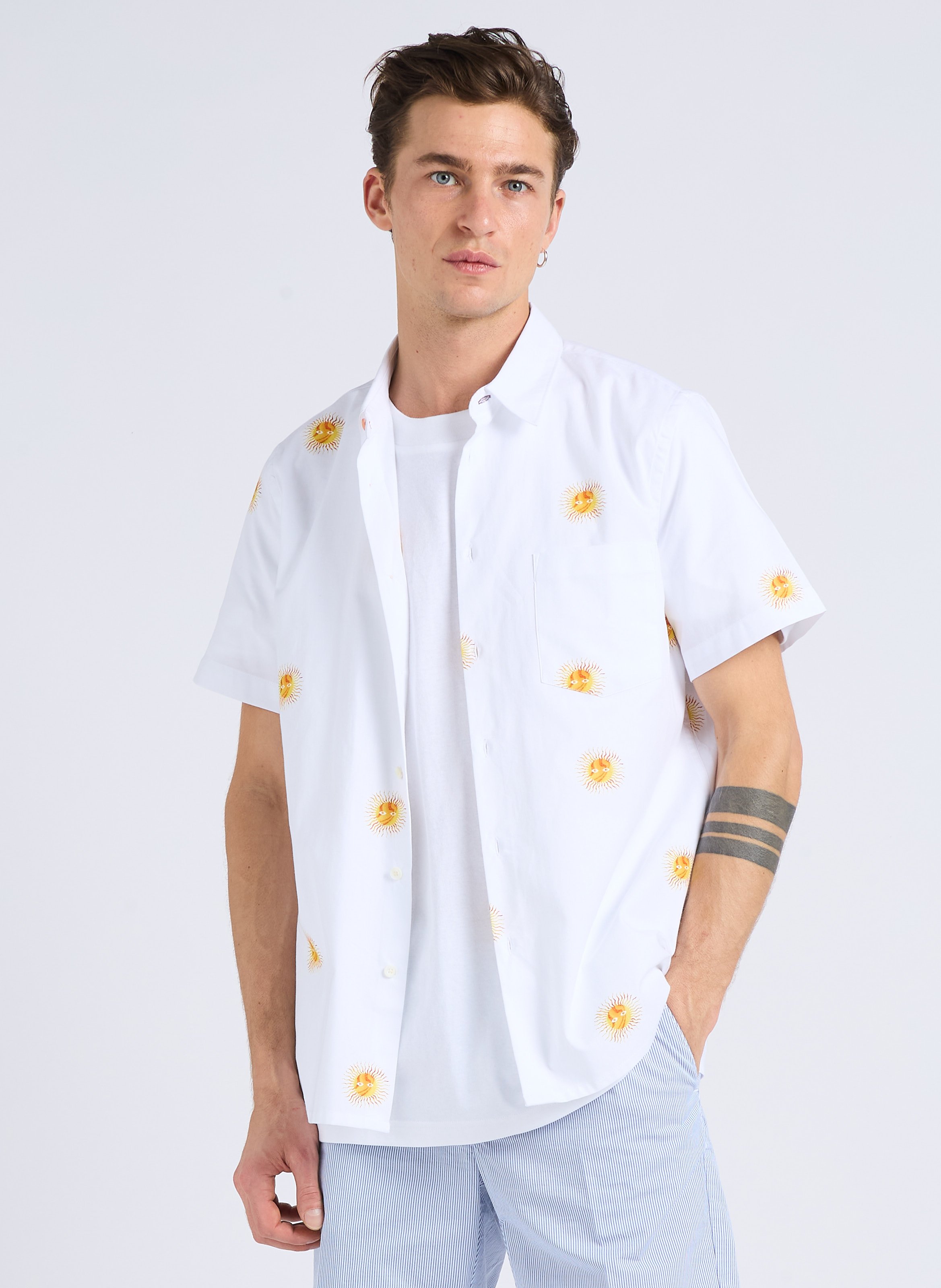 Chemise droite col classique en coton bio PAUL SMITH Blanc