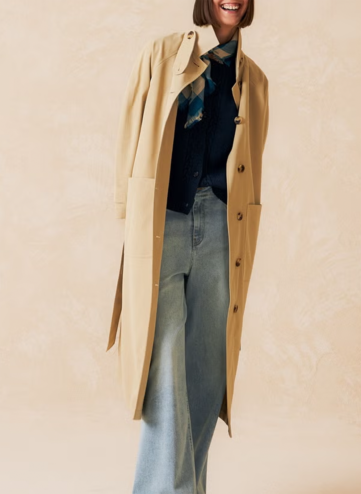 Long high-neck trench coat INDI & COLD Beige
