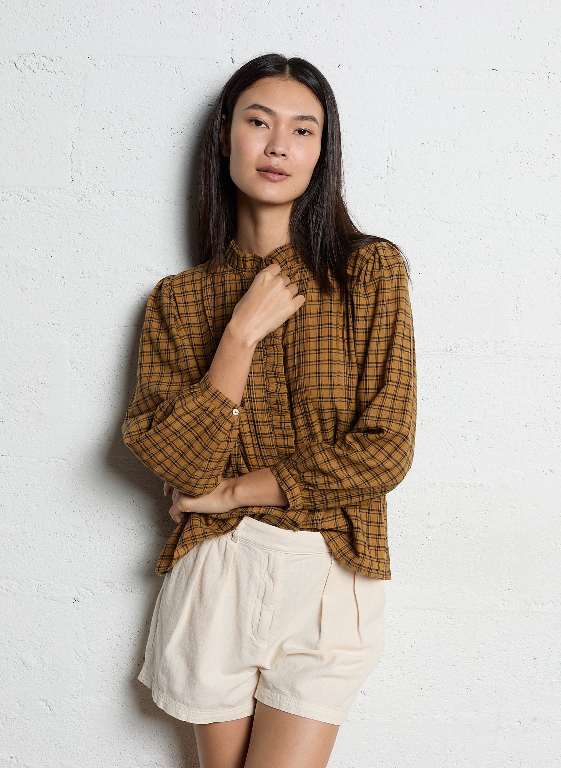 Straight cotton shorts EMILE ET IDA Beige